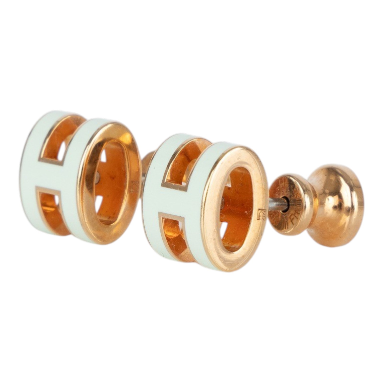 愛馬仕 Hermes Mini Pop H 耳釘 氣泡綠 H608002FO17 GD 02 42 氣泡綠玫瑰金MINI POP H耳環 防塵袋