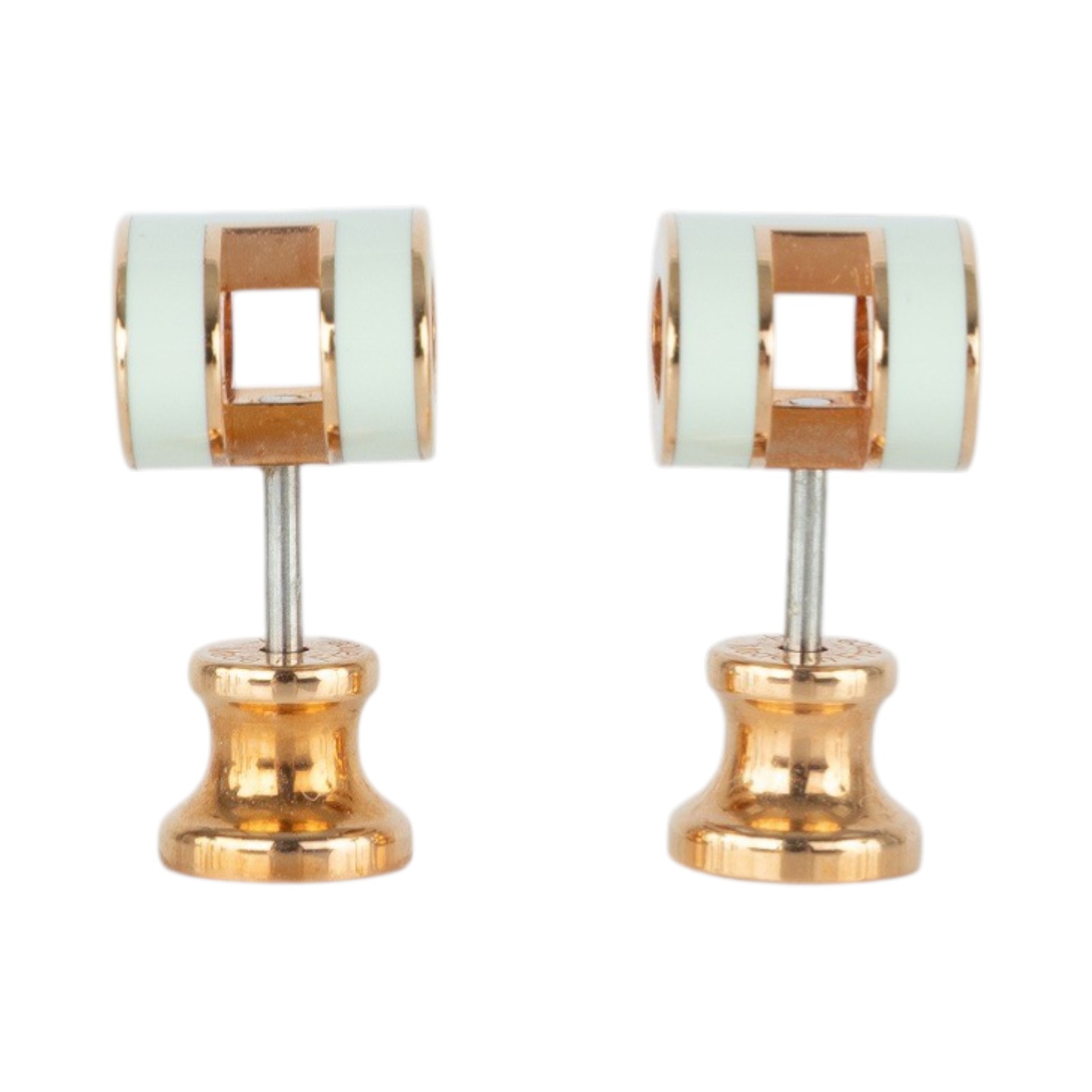 愛馬仕 Hermes Mini Pop H 耳釘 氣泡綠 H608002FO17 GD 02 42 氣泡綠玫瑰金MINI POP H耳環 防塵袋