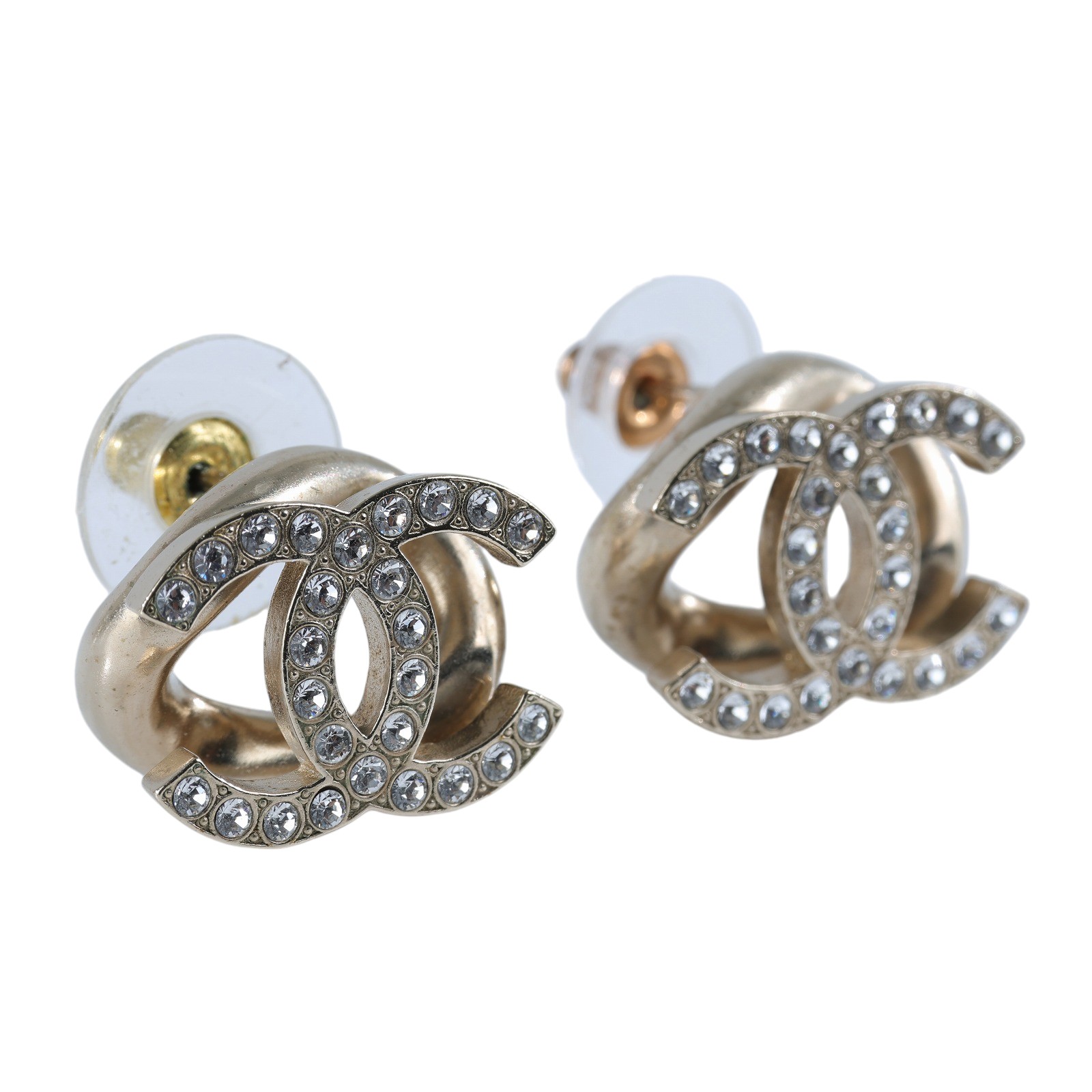 香奈兒 CHANEL CC LOGO 耳環 耳釘 A22S 水鑽雙C耳環 原廠盒子