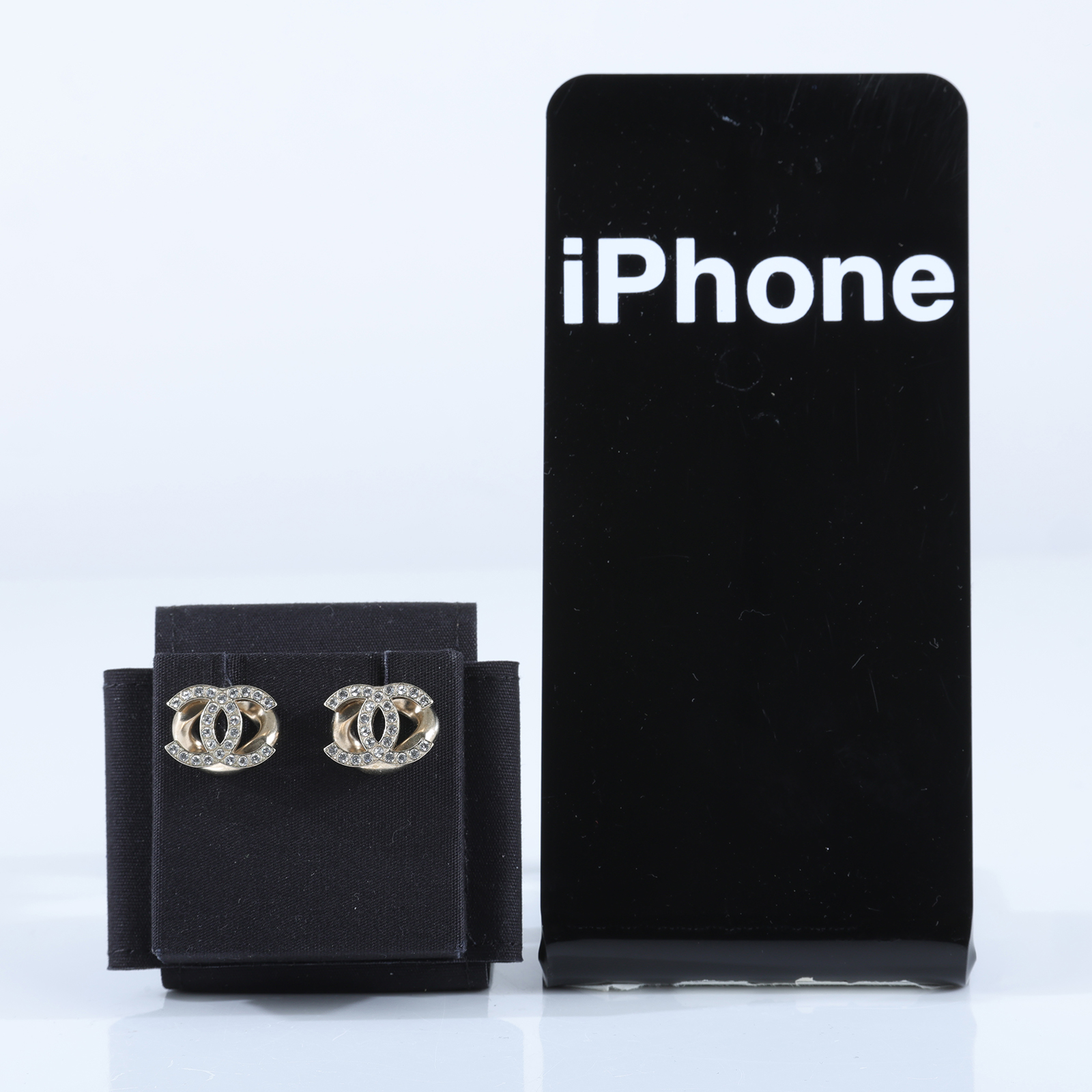 香奈兒 CHANEL CC LOGO 耳環 耳釘 A22S 水鑽雙C耳環 原廠盒子