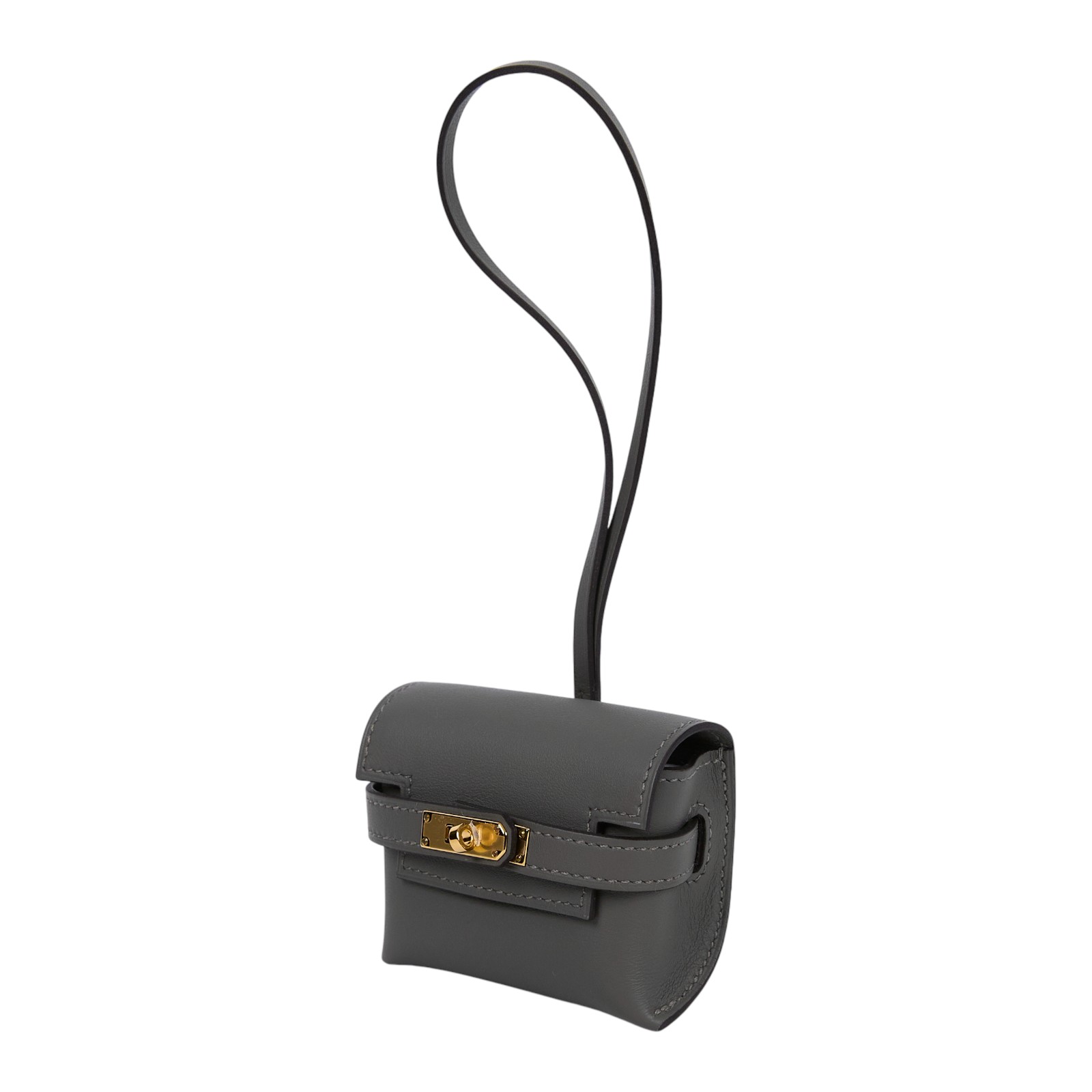 愛馬仕 Hermes Kelly Festival 吊飾 包掛 H084665 KAS704HP K刻灰金AirPods 保護套 原廠盒子/防塵袋