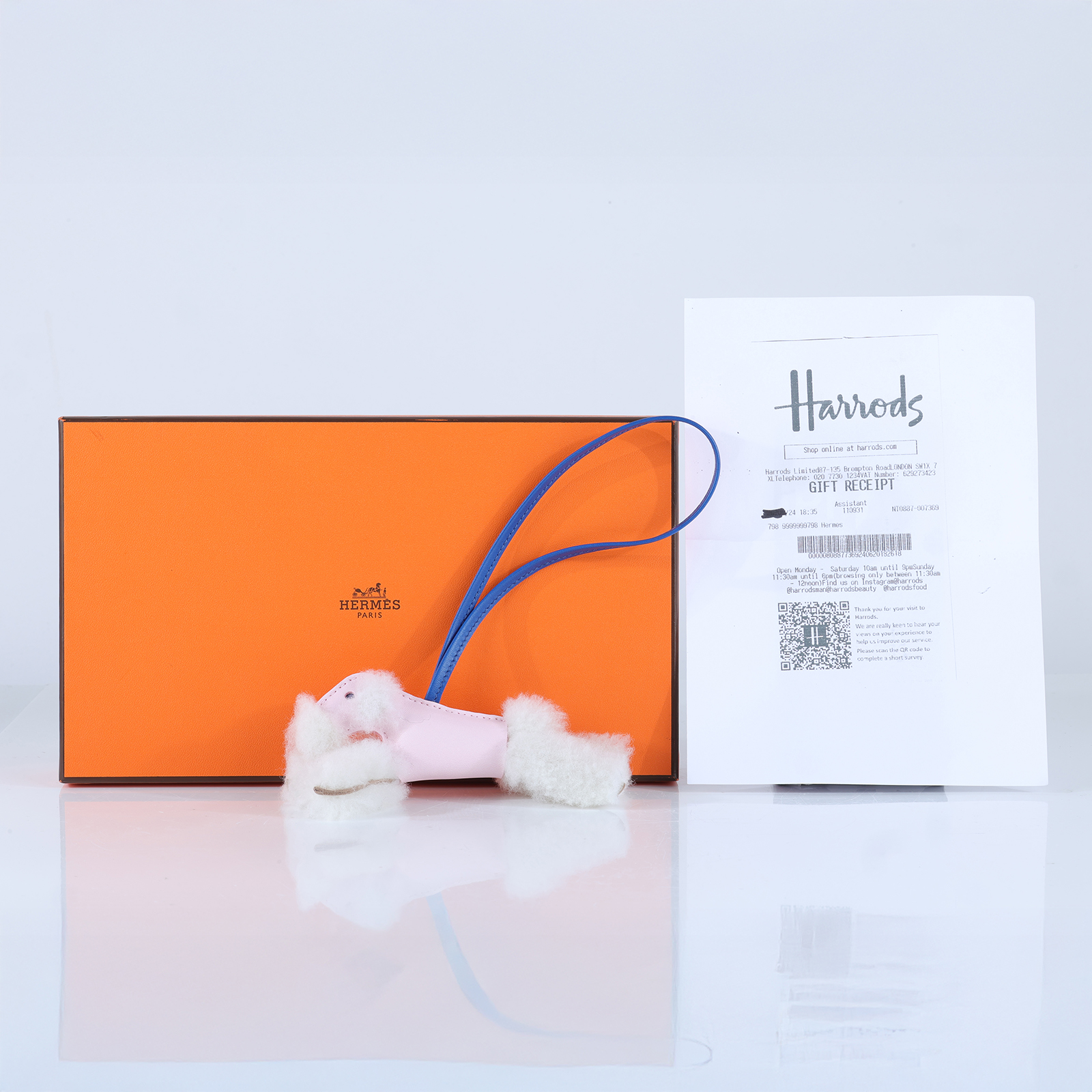 愛馬仕 Hermes Budy charm 吊飾 包掛 狐狸㹴犬 BUDYC WAA W刻粉白藍絨毛貴賓狗 budy 吊飾 原廠盒子/購買證明影本