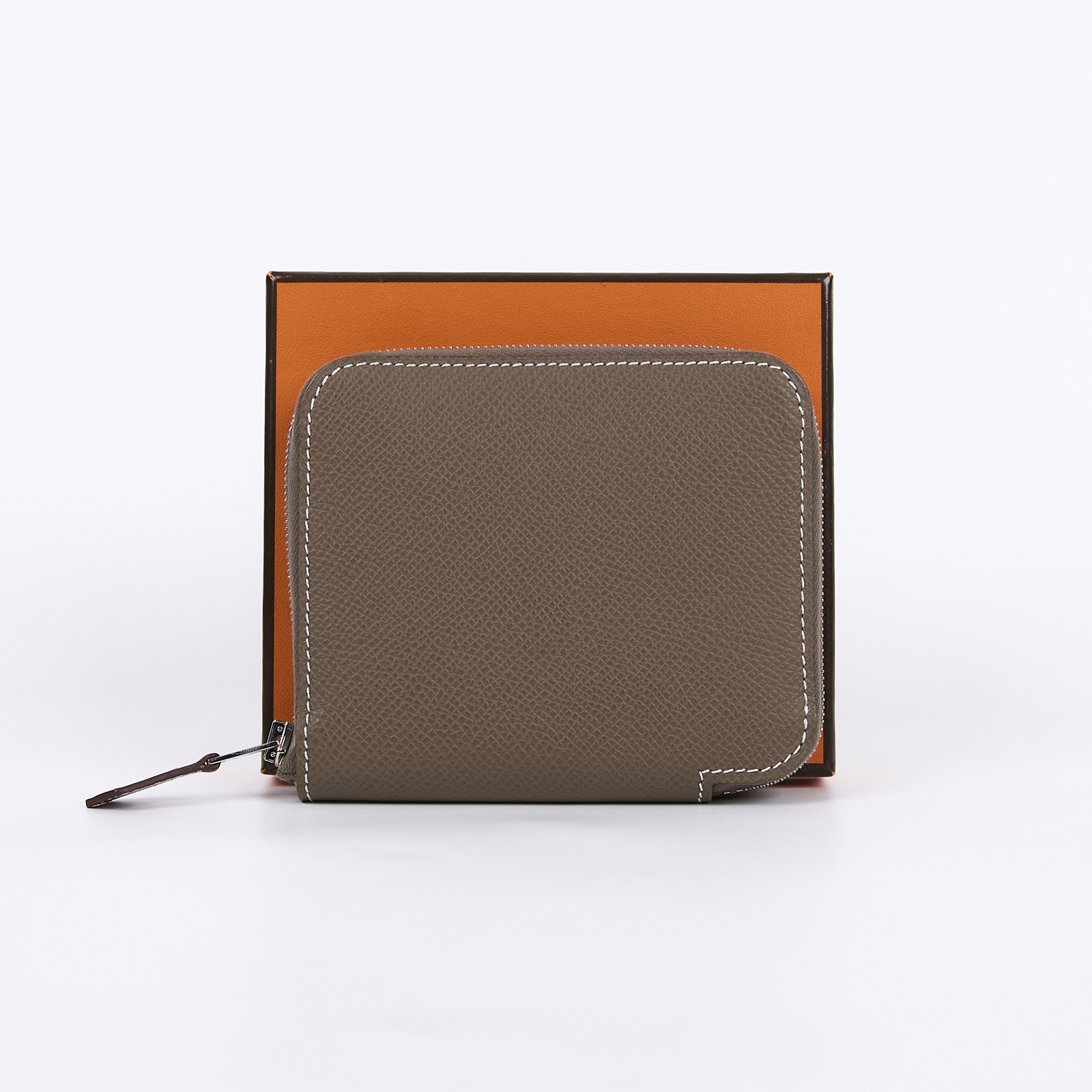 愛馬仕 Hermes SilkIn 拉鍊 絲巾 短夾 錢包 SILK ZA Z刻大象灰絲巾短夾 原廠盒子