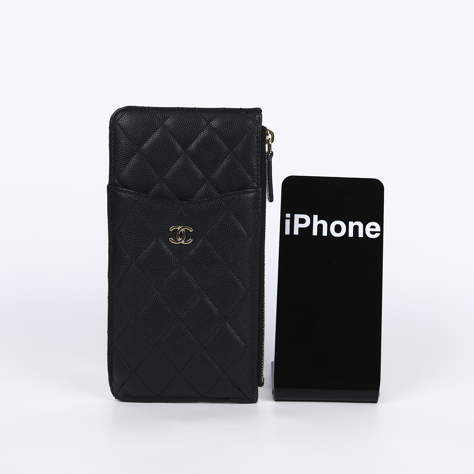 香奈兒 CHANEL CC LOGO 菱格紋 卡夾 長夾 錢包 AP0225 28開黑荔枝一字拉鍊長夾 原廠盒子/防塵袋/保證卡