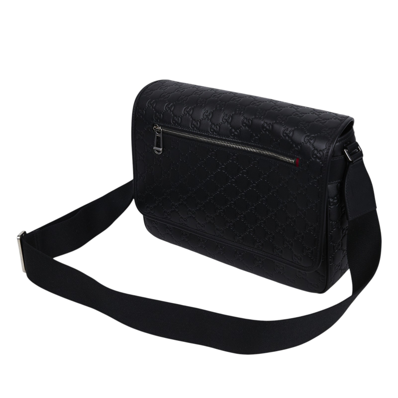 古馳 GUCCI GG Emblem 斜背包 850235 AAFOM 黑壓紋GG Emblem中號斜背包 防塵袋