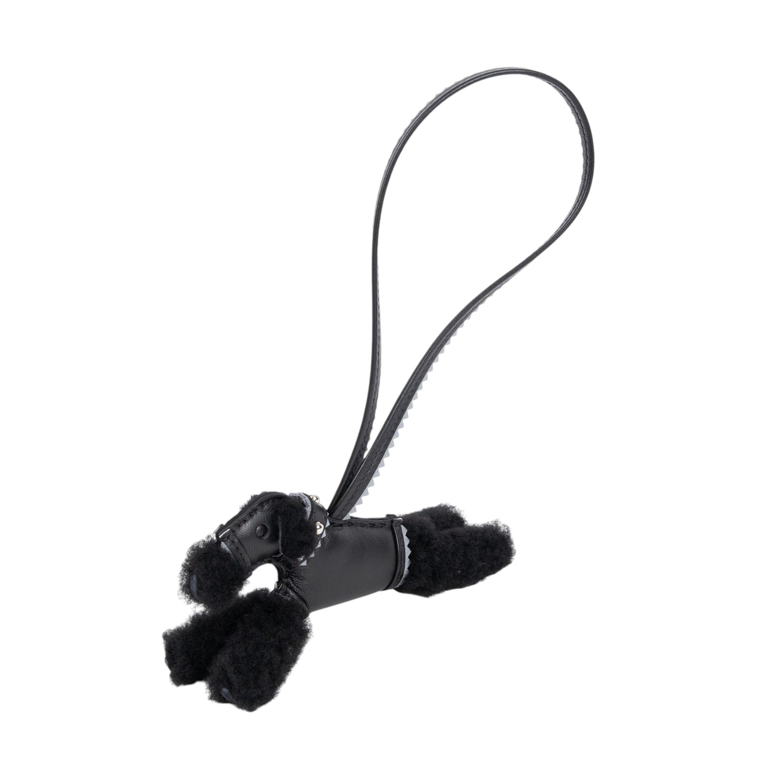 愛馬仕 Hermes Budy charm 吊飾 黑色 H086723CKAD / K刻黑拚灰黑絨毛貴賓狗 budy 吊飾 原廠盒子