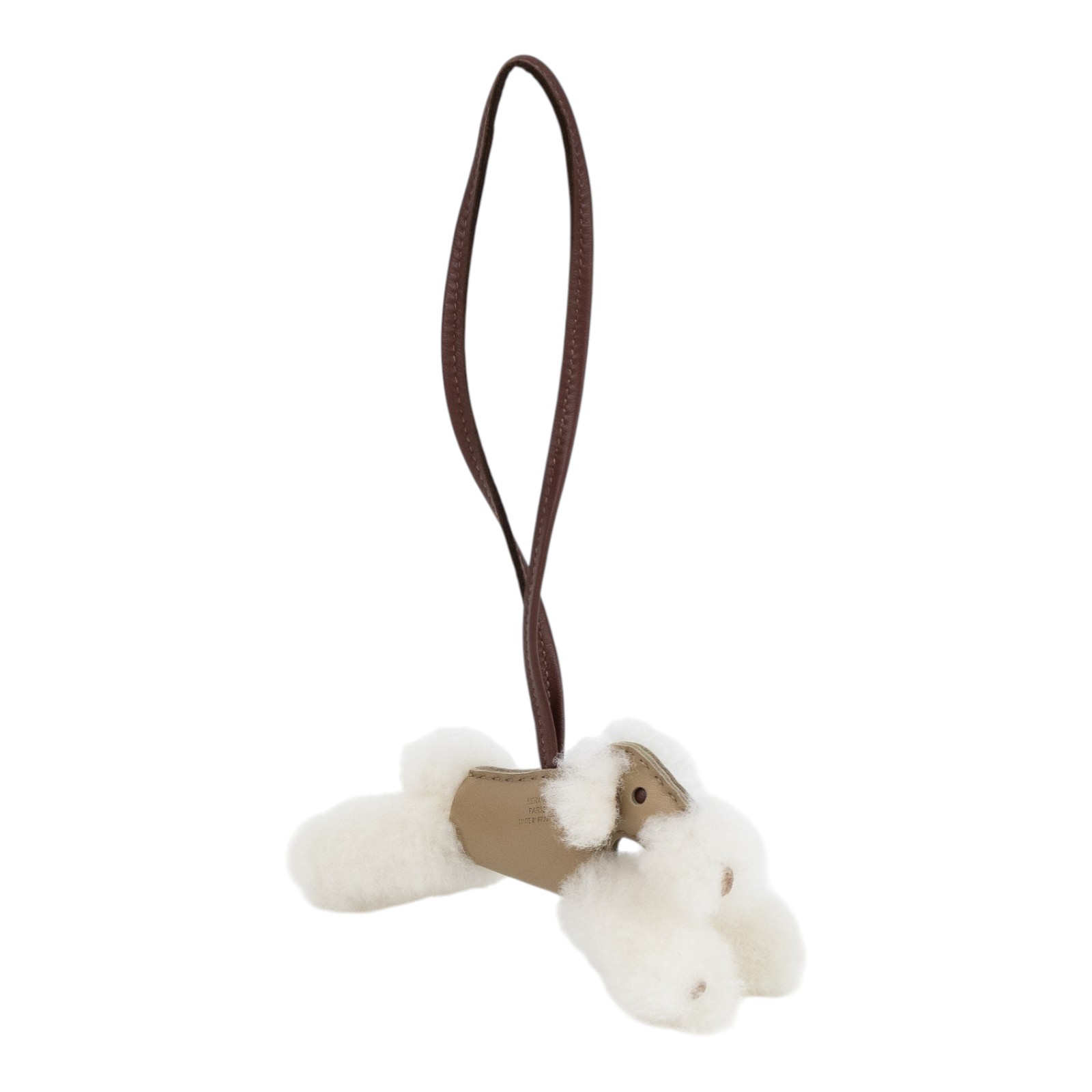 愛馬仕 Hermes Budy charm 吊飾 黑色 H083349CABY / K刻米拚棕白絨毛貴賓狗 budy 吊飾 原廠盒子/購買證明影本