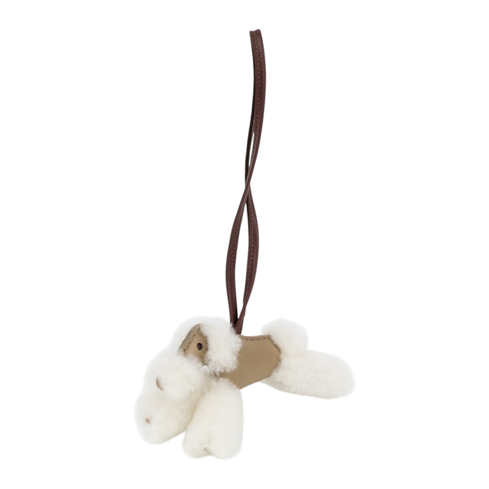 愛馬仕 Hermes Budy charm 吊飾 黑色 H083349CABY / K刻米拚棕白絨毛貴賓狗 budy 吊飾 原廠盒子/購買證明影本