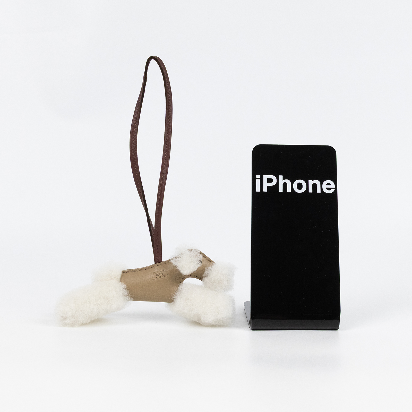 愛馬仕 Hermes Budy charm 吊飾 黑色 H083349CABY / K刻米拚棕白絨毛貴賓狗 budy 吊飾 原廠盒子/購買證明影本