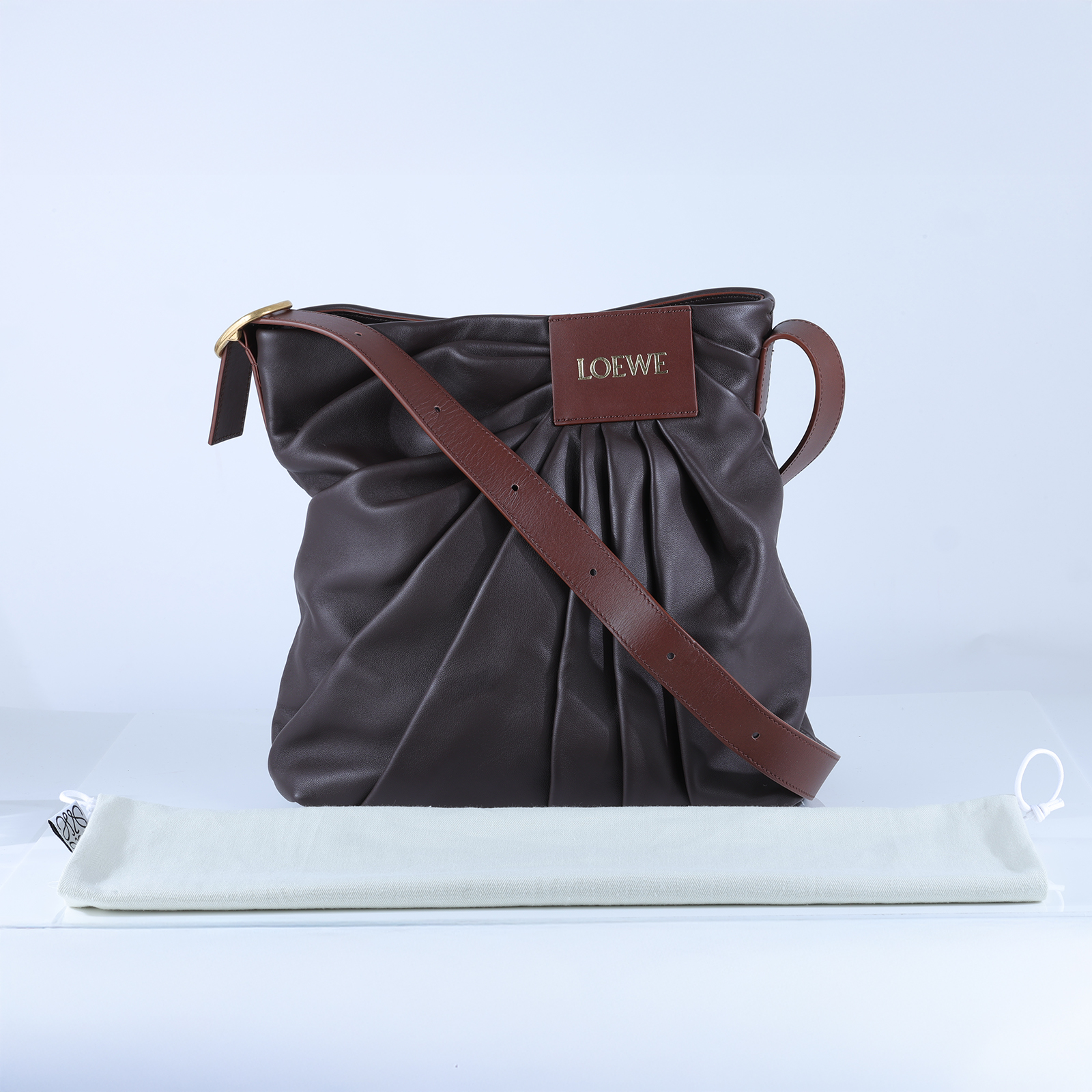 羅意威 LOEWE Draped 托特包 ADHBDPTX01 深布朗尼抓皺手提包 防塵袋