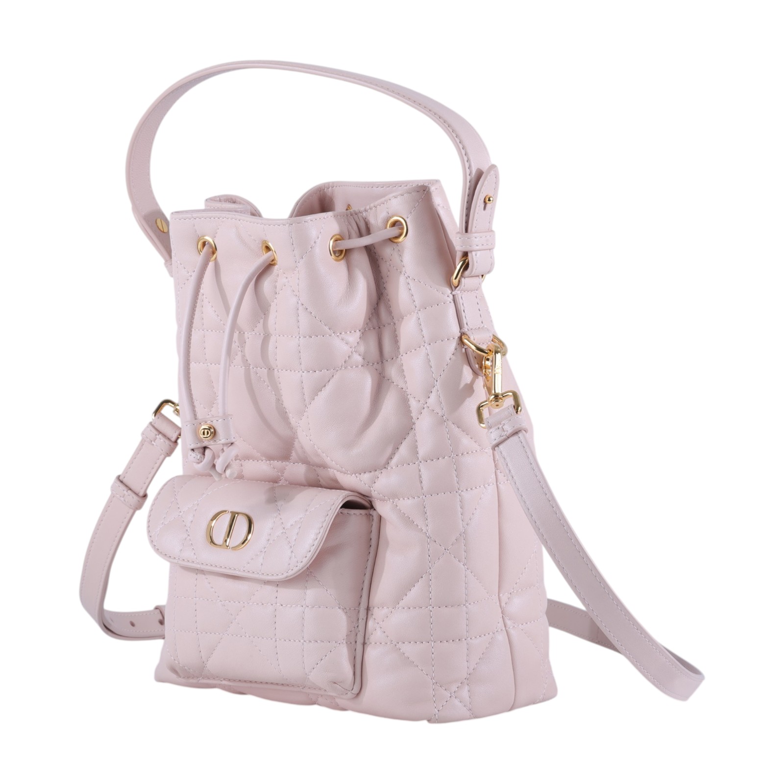 迪奧 CHRISTIAN DIOR Caro 肩背 水桶包 M3372UNOZ 粉羊CARO水桶包 原廠盒子/防塵袋/保證卡