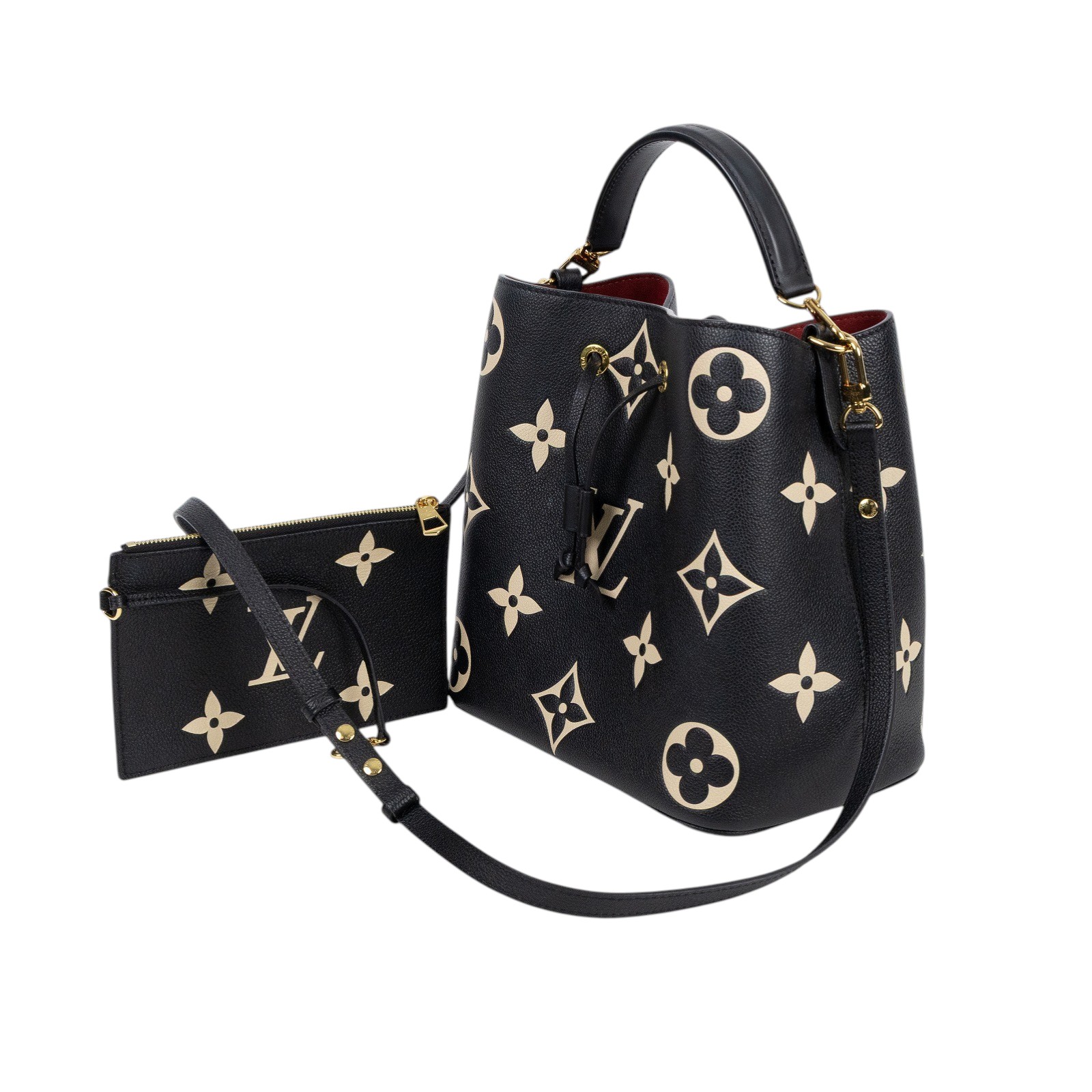 路易威登 LOUIS VUITTON NéoNoé MM 皮革 肩背 水桶包 黑色/奶油色 M45497 晶片款  原廠盒子/防塵袋/購買證明