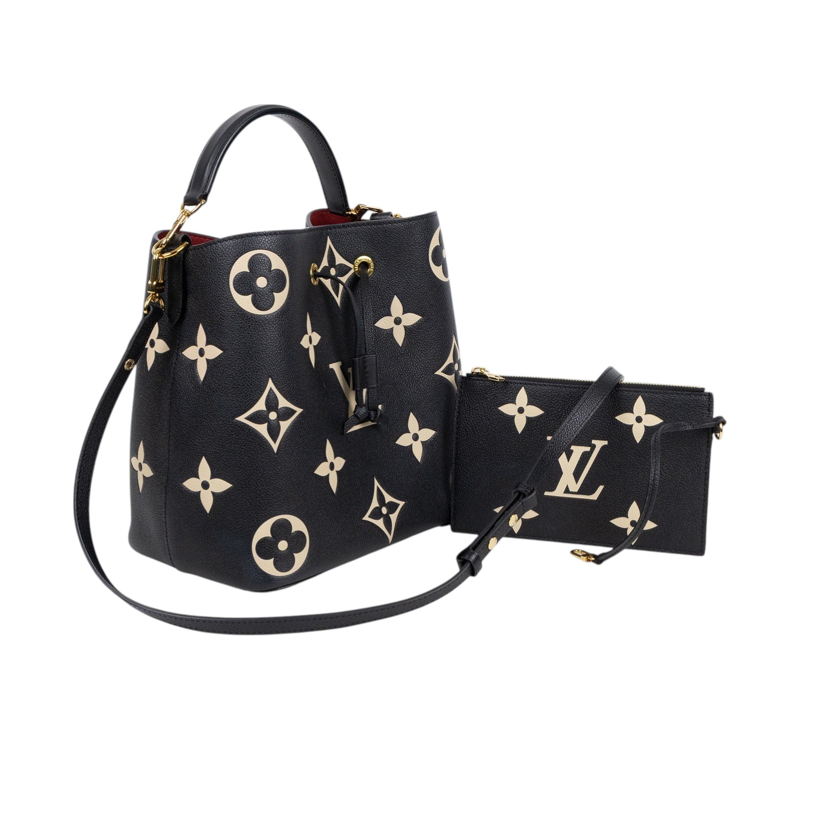 路易威登 LOUIS VUITTON NéoNoé MM 皮革 肩背 水桶包 黑色/奶油色 M45497 晶片款  原廠盒子/防塵袋/購買證明