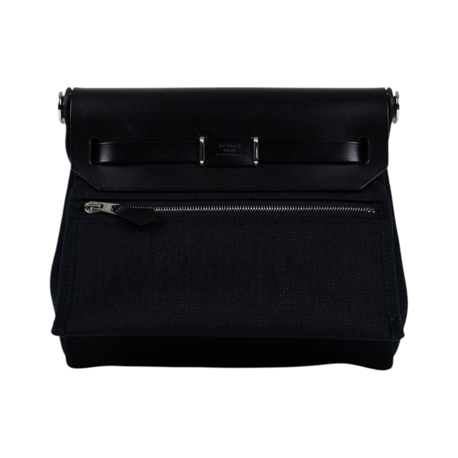 愛馬仕 Hermes Herbag Zip 20 HER20 W刻 黑銀扣帆布HER BAG 20 原廠盒子/防塵袋