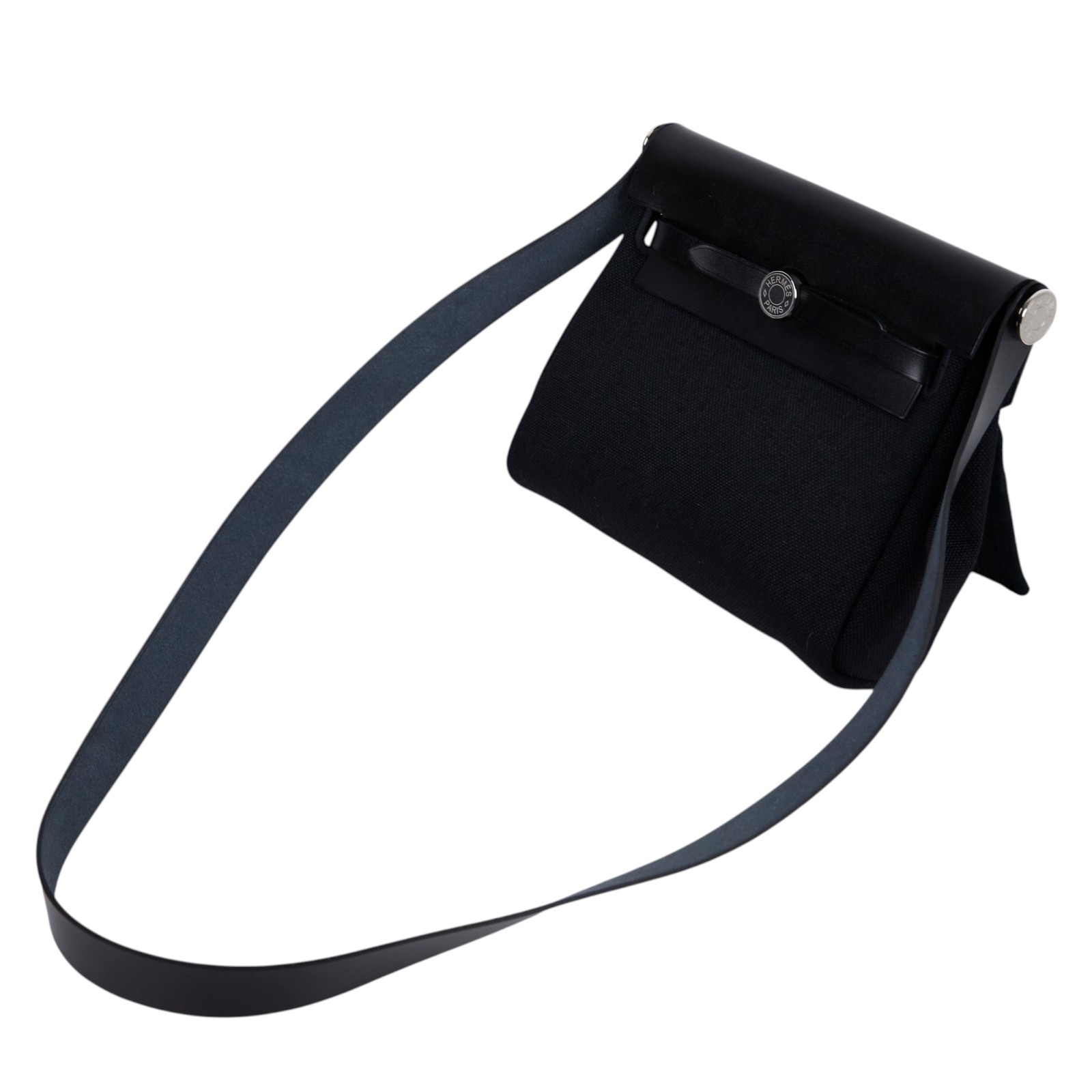 愛馬仕 Hermes Herbag Zip 20 HER20 W刻 黑銀扣帆布HER BAG 20 原廠盒子/防塵袋