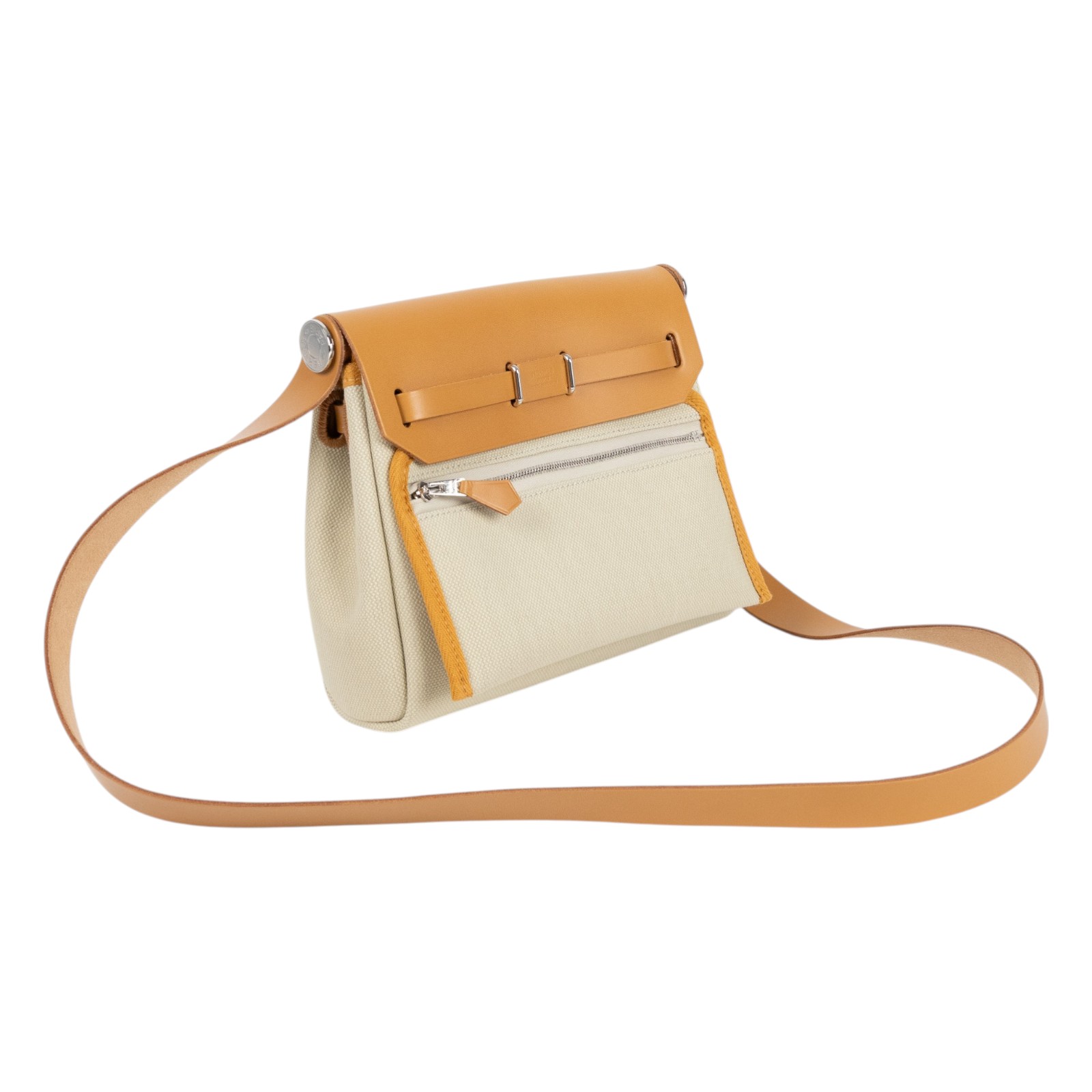 愛馬仕 Hermes Herbag Zip 20 HER20 W刻 沙灘金銀扣帆布HER BAG 20 原廠盒子/防塵袋