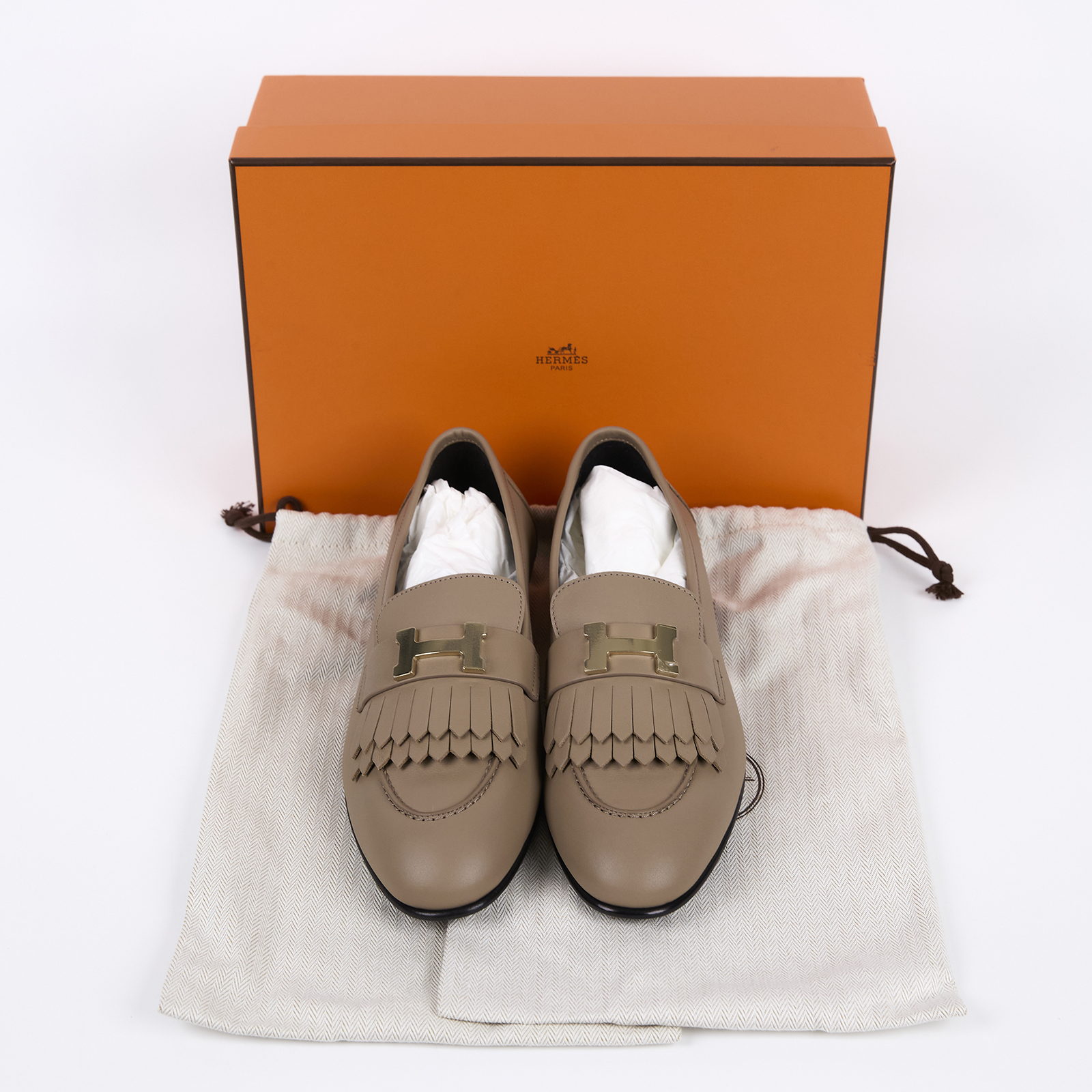 愛馬仕 Hermes Royal 樂福鞋  /MB221270Z2405/#39 米金Royal樂福鞋 原廠盒子/防塵袋