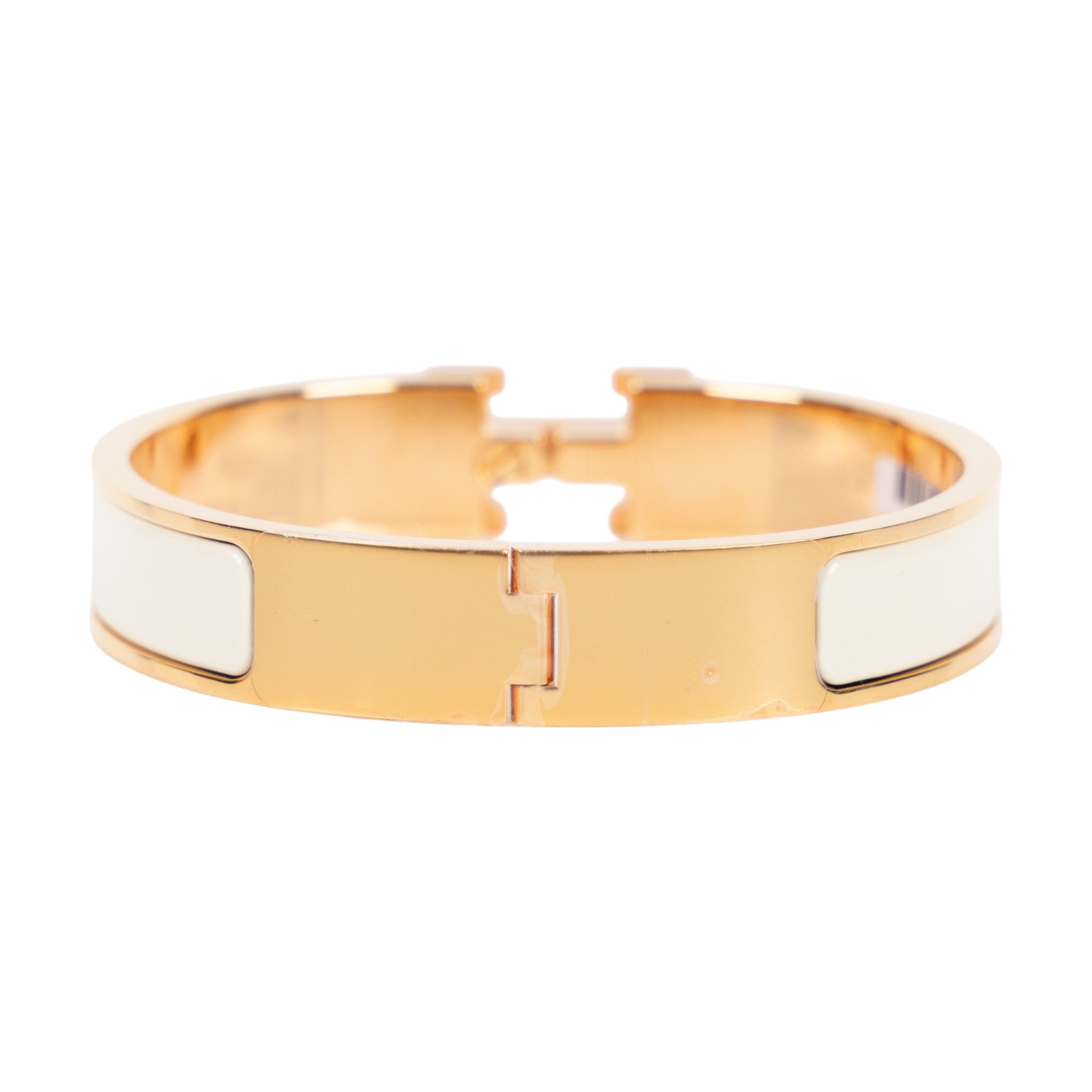 愛馬仕 Hermes Clic H PM 手環 奶油色 H700001FO85PM /ST0292 玫瑰金扣奶油白CLIC H手環 原廠盒子/防塵袋