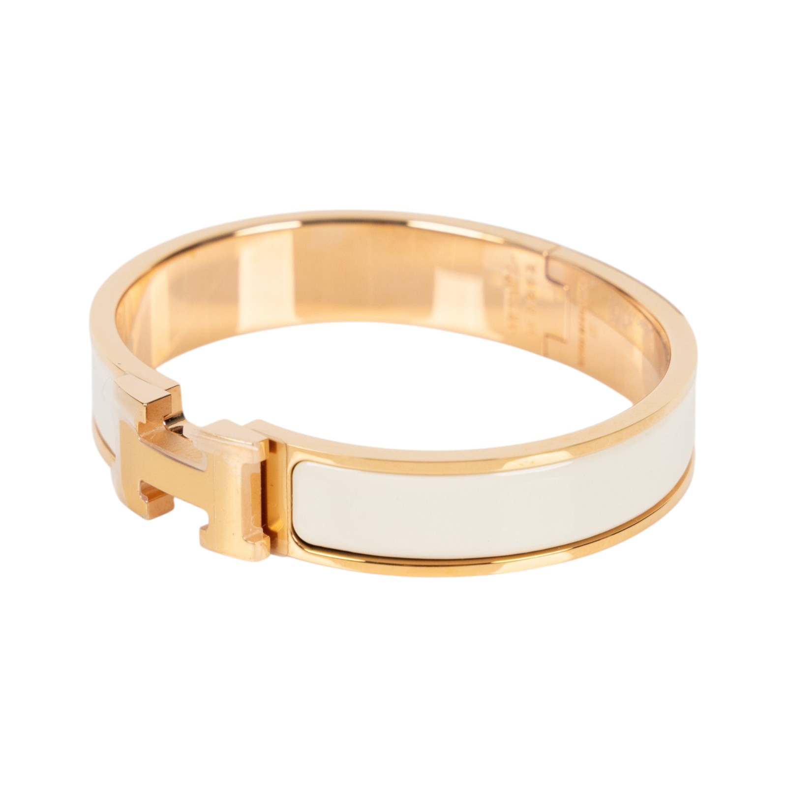 愛馬仕 Hermes Clic H PM 手環 奶油色 H700001FO85PM /ST0292 玫瑰金扣奶油白CLIC H手環 原廠盒子/防塵袋