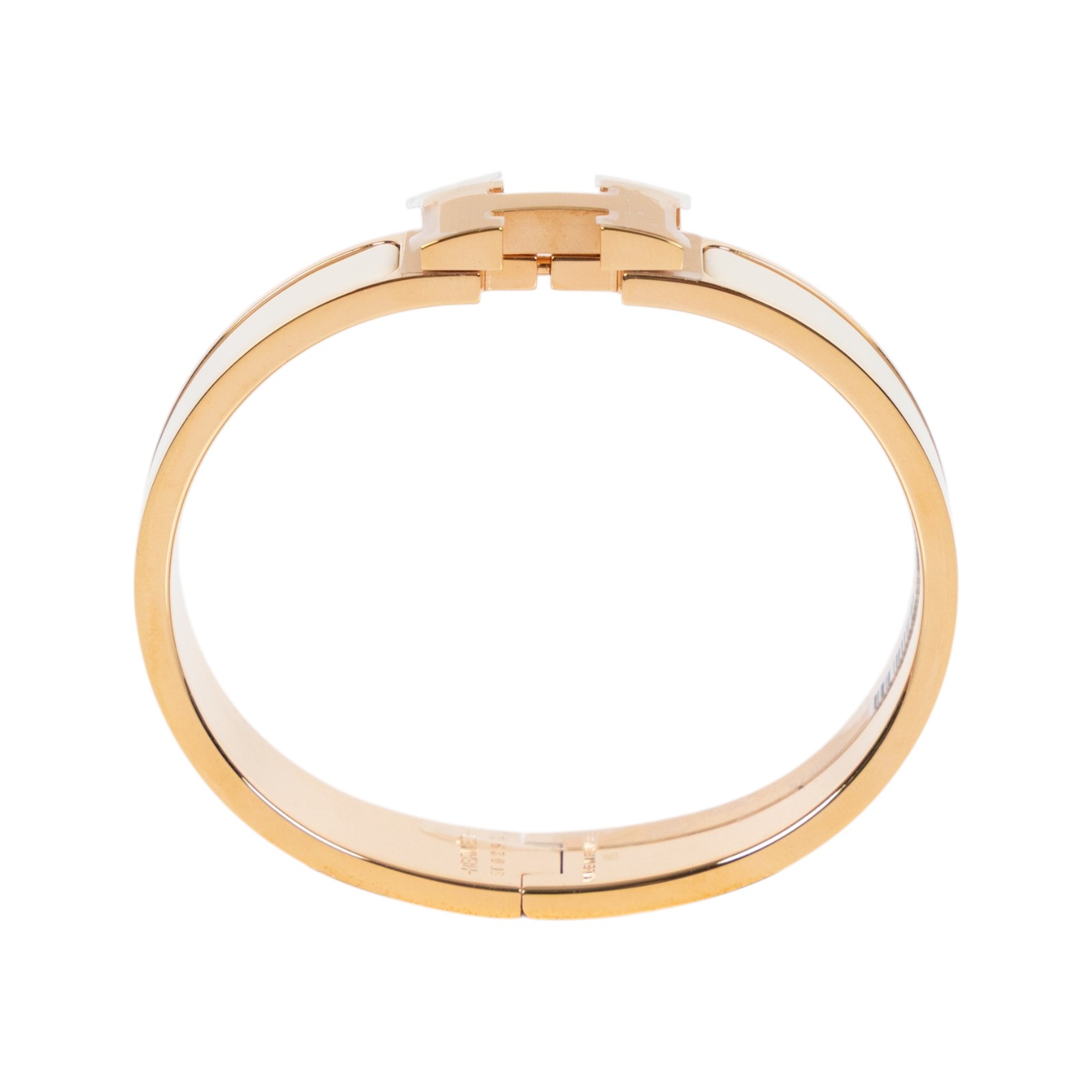 愛馬仕 Hermes Clic H PM 手環 奶油色 H700001FO85PM /ST0292 玫瑰金扣奶油白CLIC H手環 原廠盒子/防塵袋