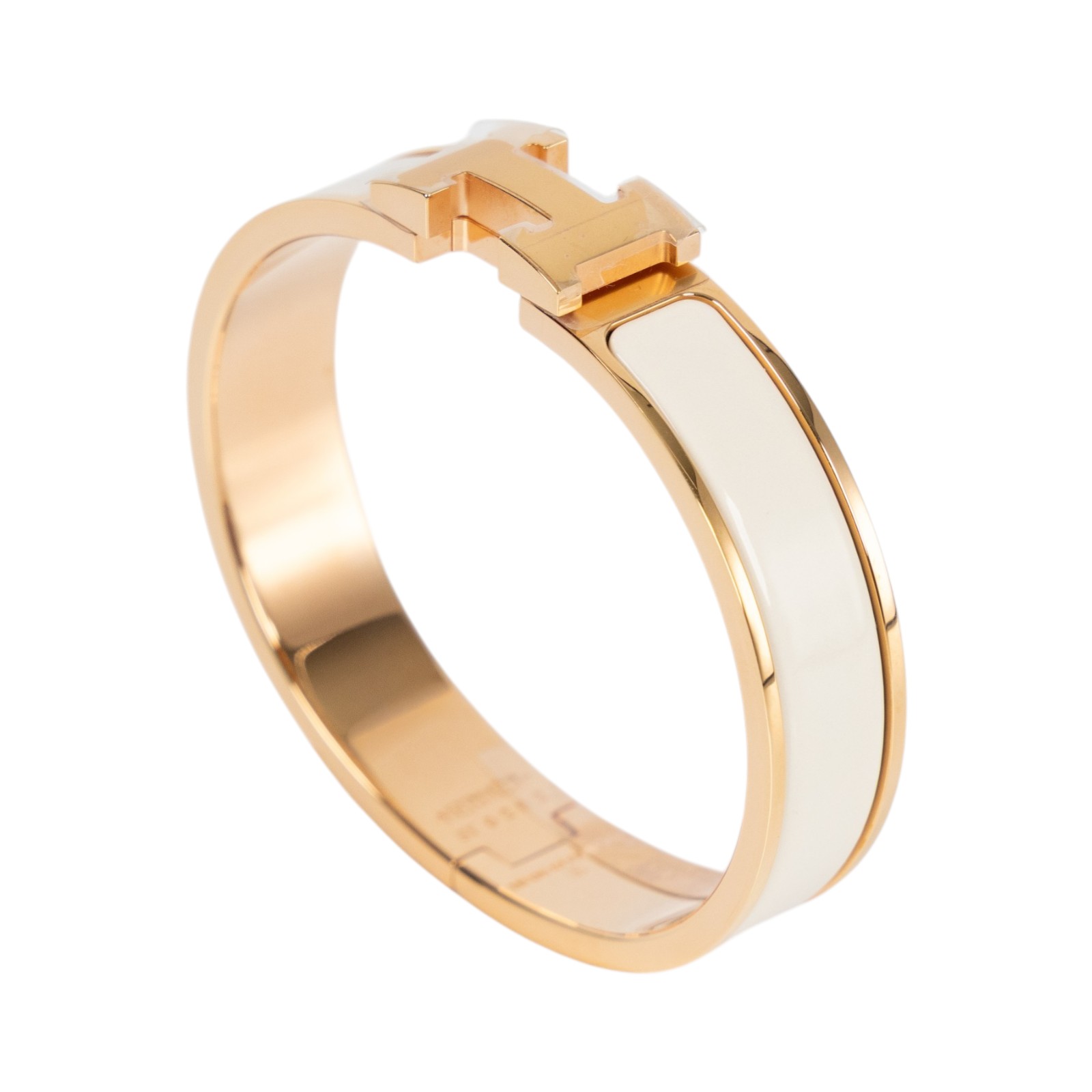 愛馬仕 Hermes Clic H PM 手環 奶油色 H700001FO85PM /ST0292 玫瑰金扣奶油白CLIC H手環 原廠盒子/防塵袋