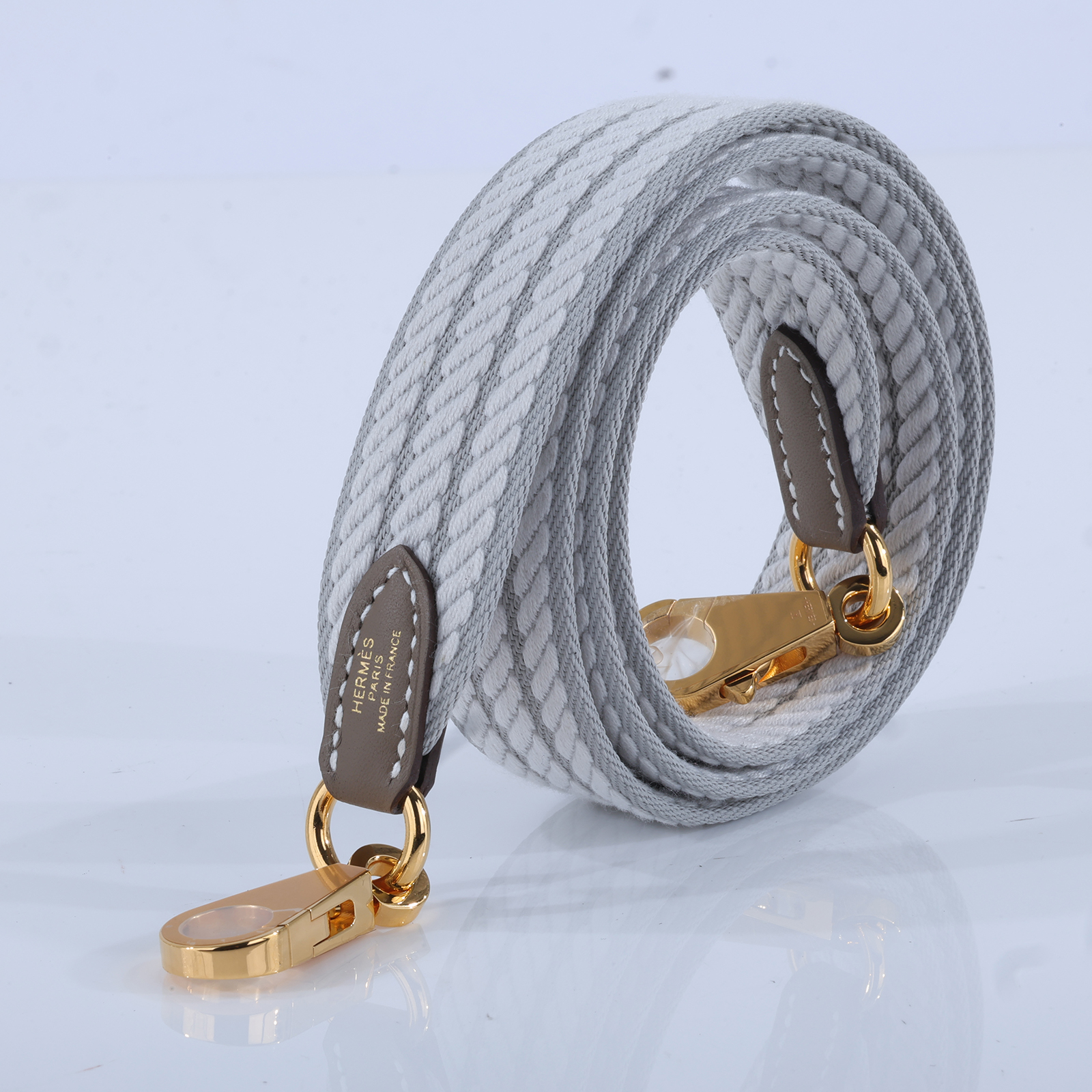 愛馬仕 Hermes Sangle Cordage 25 mm 肩帶 冰川藍 珍珠灰 大象灰 H085711CCAH105 KSA  原廠盒子/防塵袋