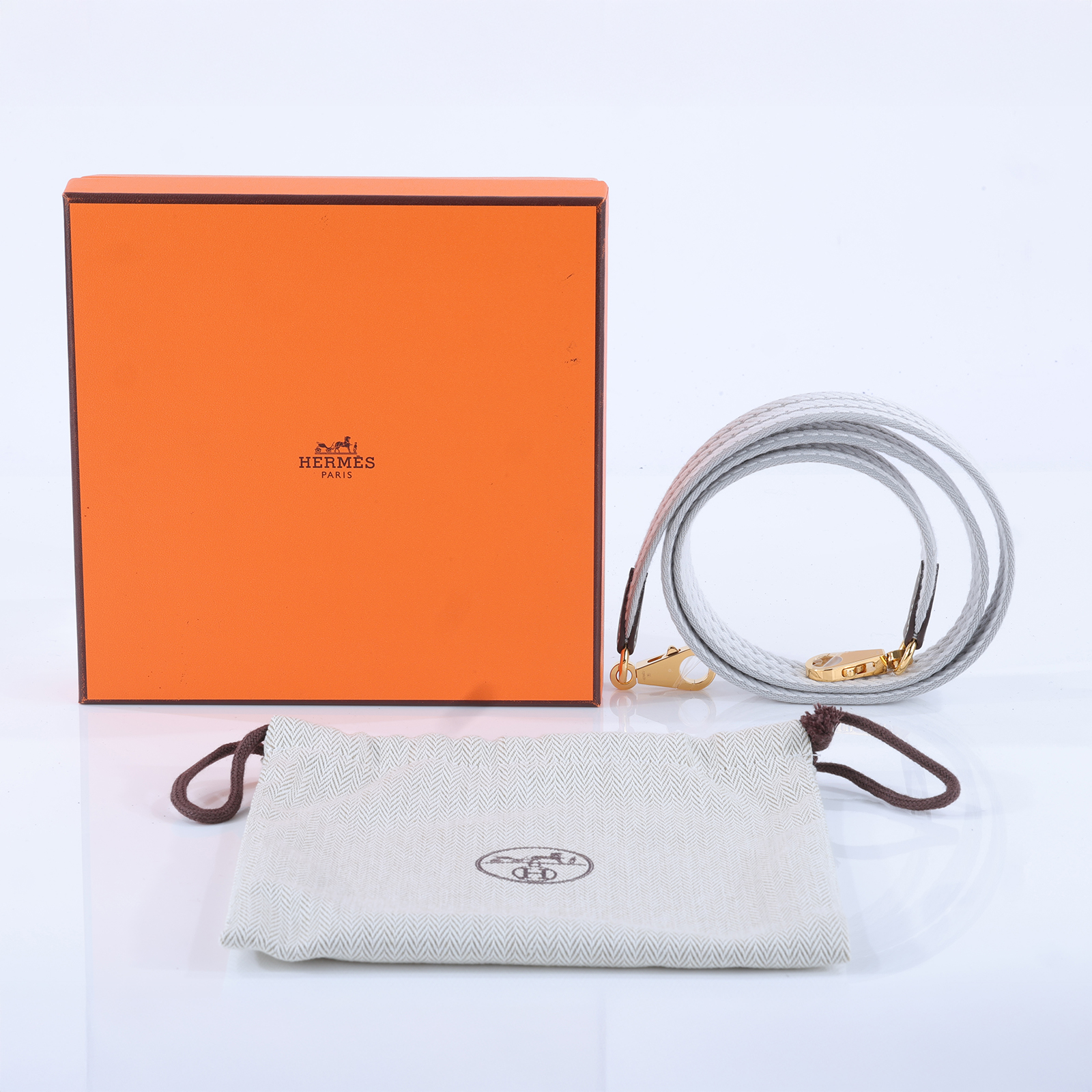 愛馬仕 Hermes Sangle Cordage 25 mm 肩帶 冰川藍 珍珠灰 大象灰 H085711CCAH105 KSA  原廠盒子/防塵袋