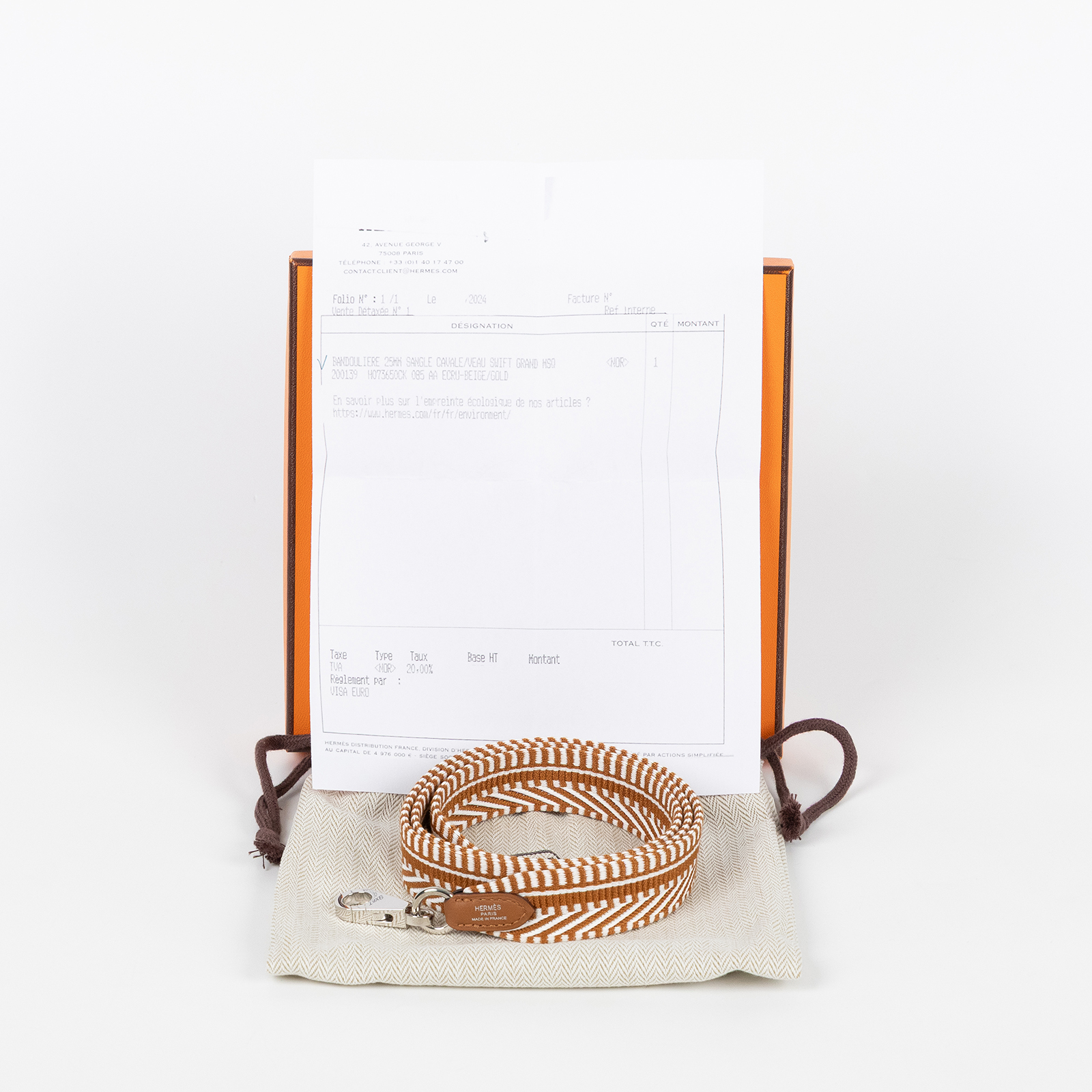 愛馬仕 Hermes Sangle Cavale 25 mm 肩帶 淺米色 米色 金棕色 H073650CKAA085 /WSA  原廠盒子/防塵袋/購買證明影本