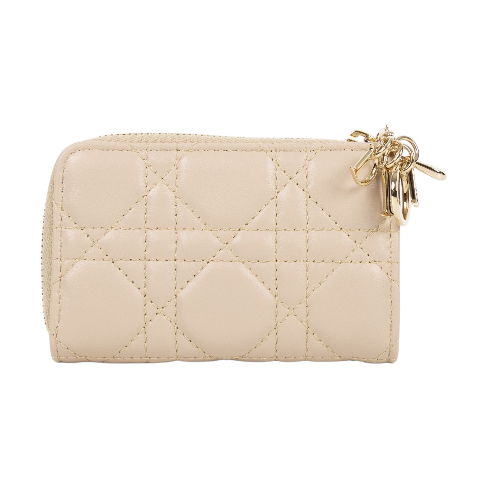 迪奧 CHRISTIAN DIOR Lady Dior Yuzu 鑰匙包 S6043ONMJ 粉羊菱格鑰匙包 原廠盒子/防塵袋