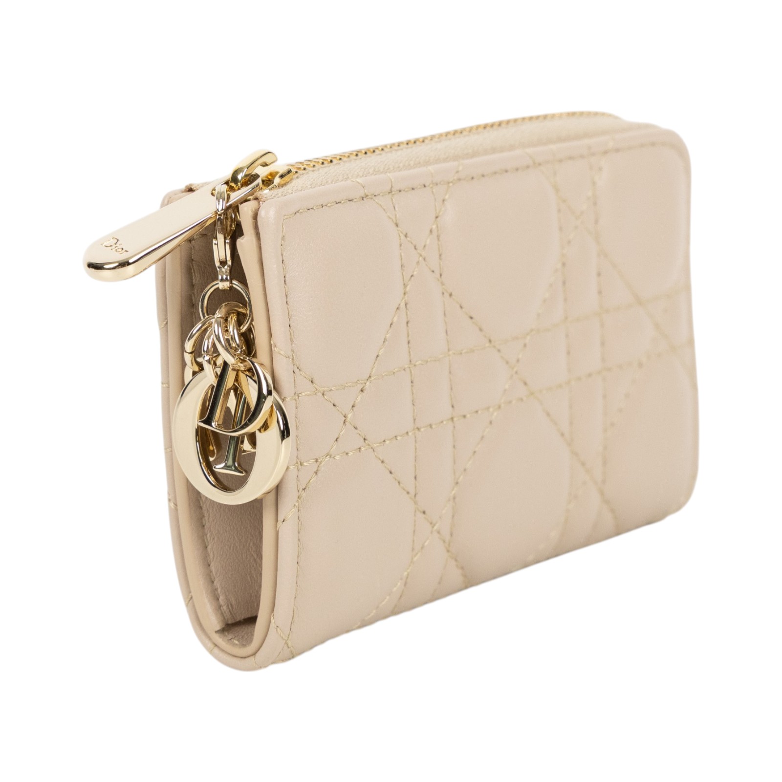 迪奧 CHRISTIAN DIOR Lady Dior Yuzu 鑰匙包 S6043ONMJ 粉羊菱格鑰匙包 原廠盒子/防塵袋