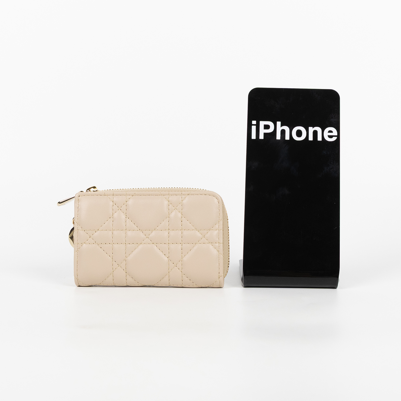 迪奧 CHRISTIAN DIOR Lady Dior Yuzu 鑰匙包 S6043ONMJ 粉羊菱格鑰匙包 原廠盒子/防塵袋