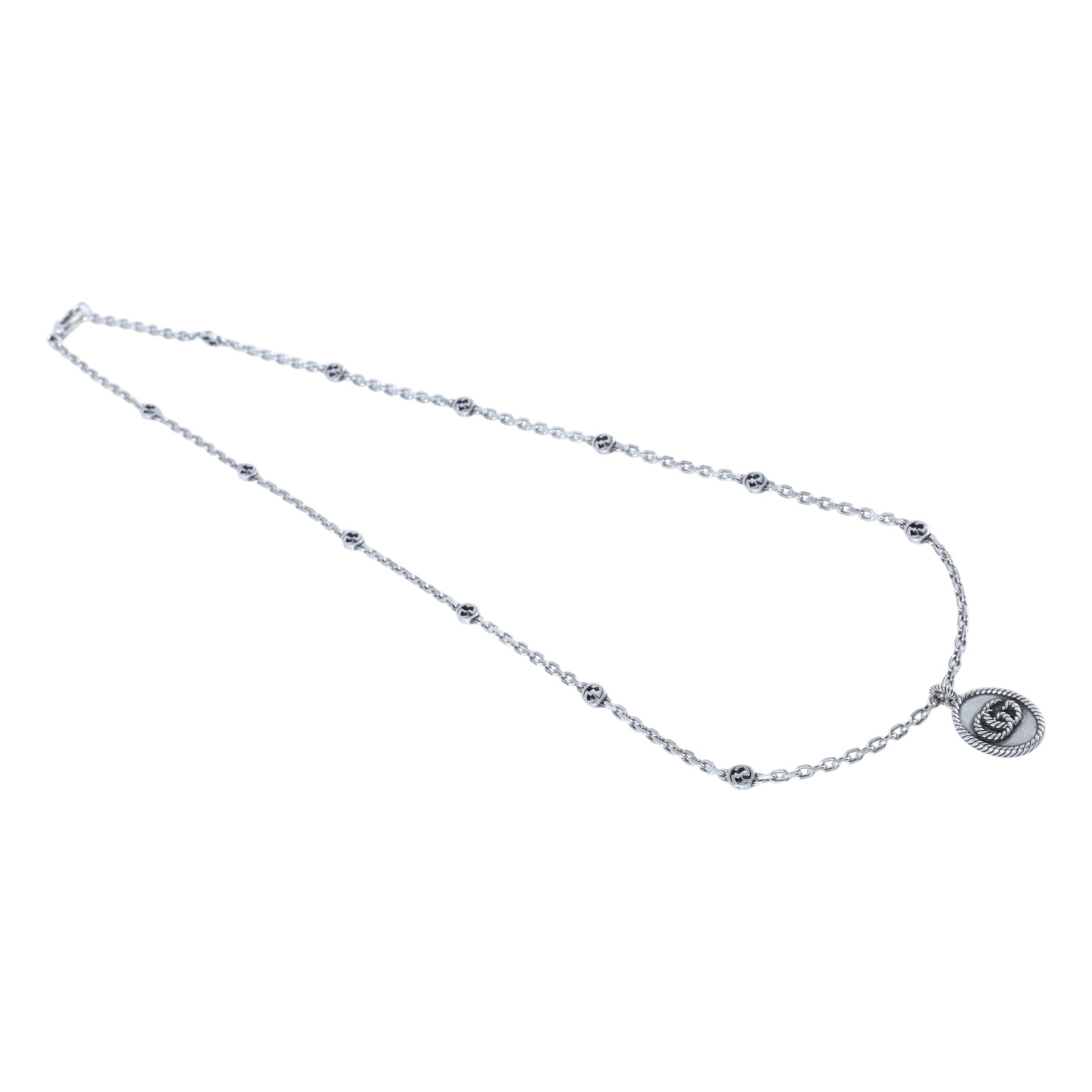 古馳 GUCCI GG Interlocking G 項鏈 632540 J8400 橢圓GG銀飾項鍊 原廠盒子/購買證明