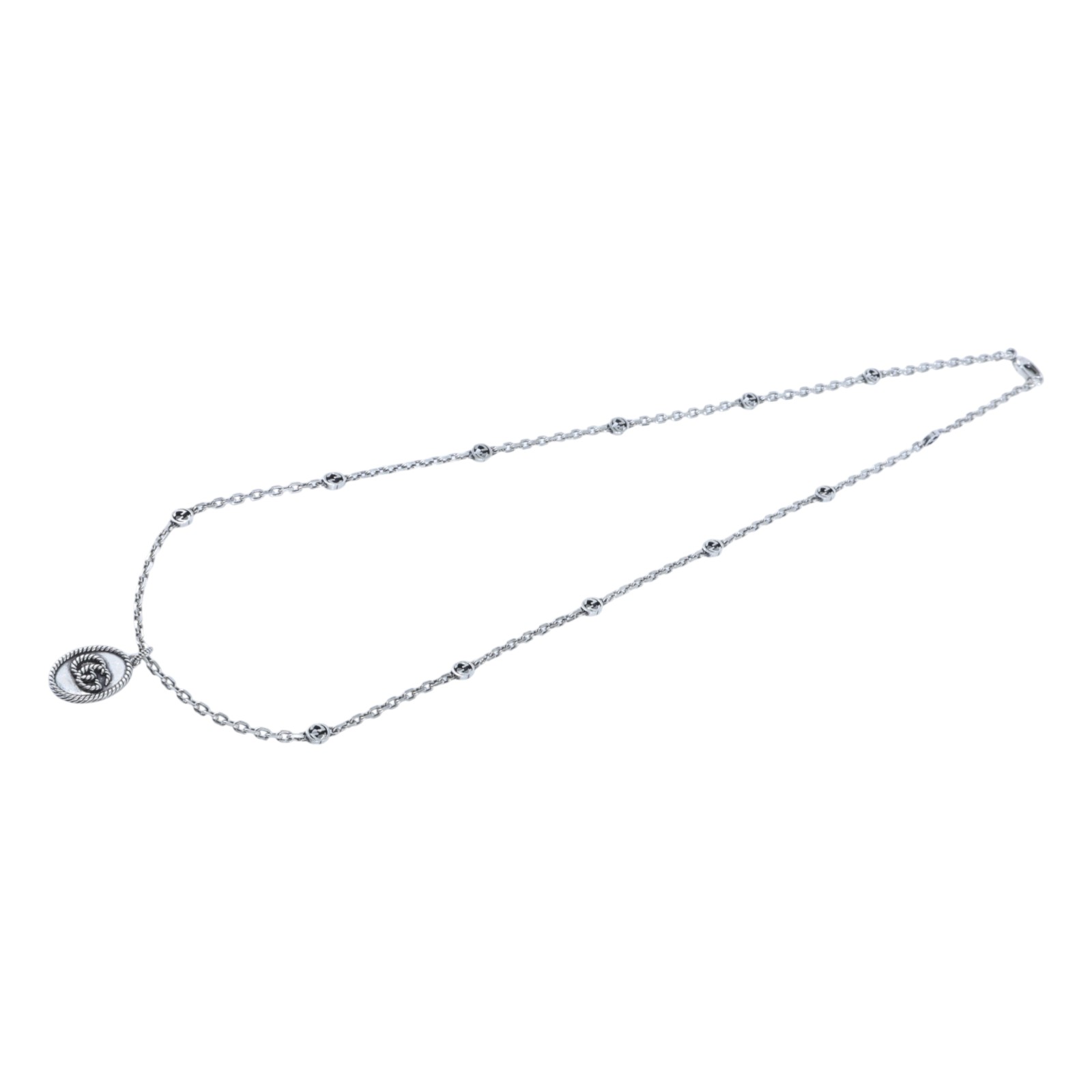 古馳 GUCCI GG Interlocking G 項鏈 632540 J8400 橢圓GG銀飾項鍊 原廠盒子/購買證明