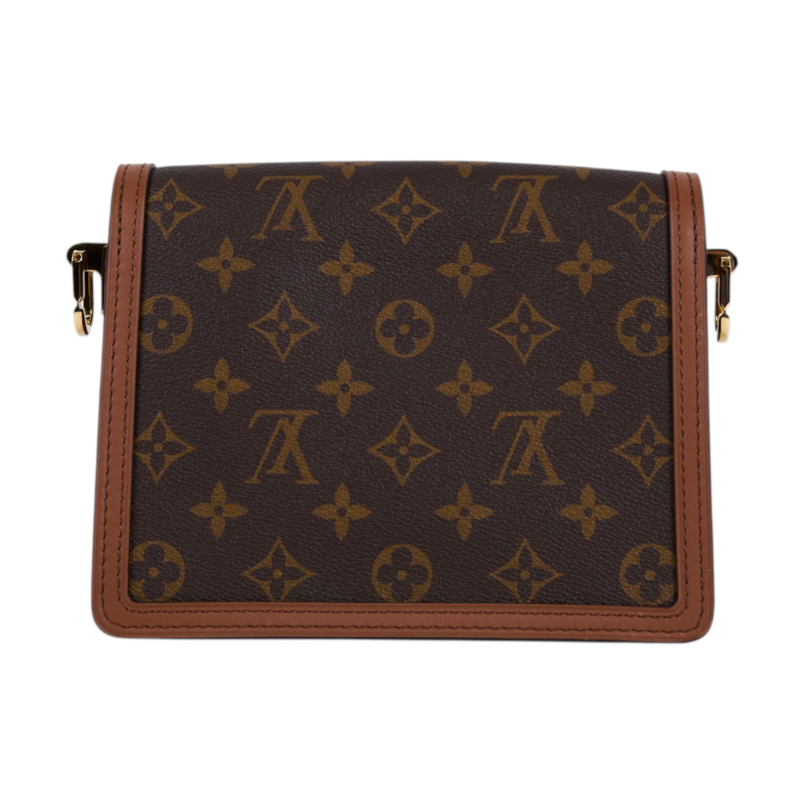 路易威登 LOUIS VUITTON Mini Dauphine 達芙妮 Reverse皮革飾邊 帆布肩背 斜背包 M45959 晶片款  原廠盒子/防塵袋