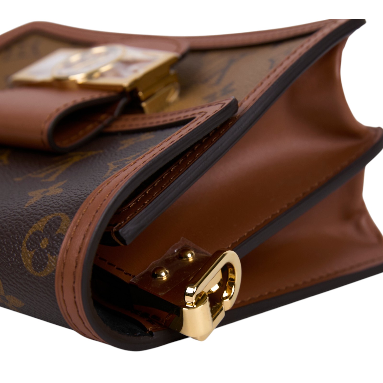 路易威登 LOUIS VUITTON Mini Dauphine 達芙妮 Reverse皮革飾邊 帆布肩背 斜背包 M45959 晶片款  原廠盒子/防塵袋