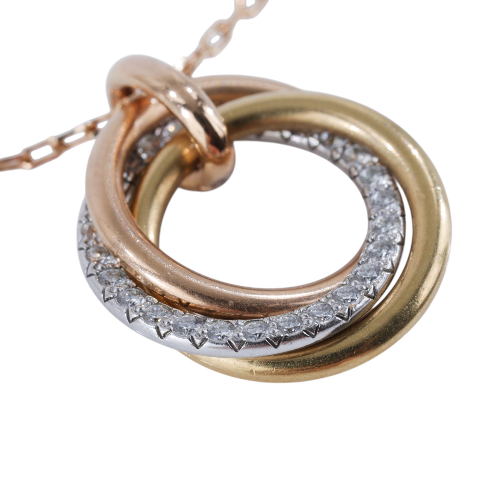 卡地亞 CARTIER Trinity 項鍊 B7224586 K18 TRINITY 頸鏈 帶鑽 原廠盒子2/保書/購買證明