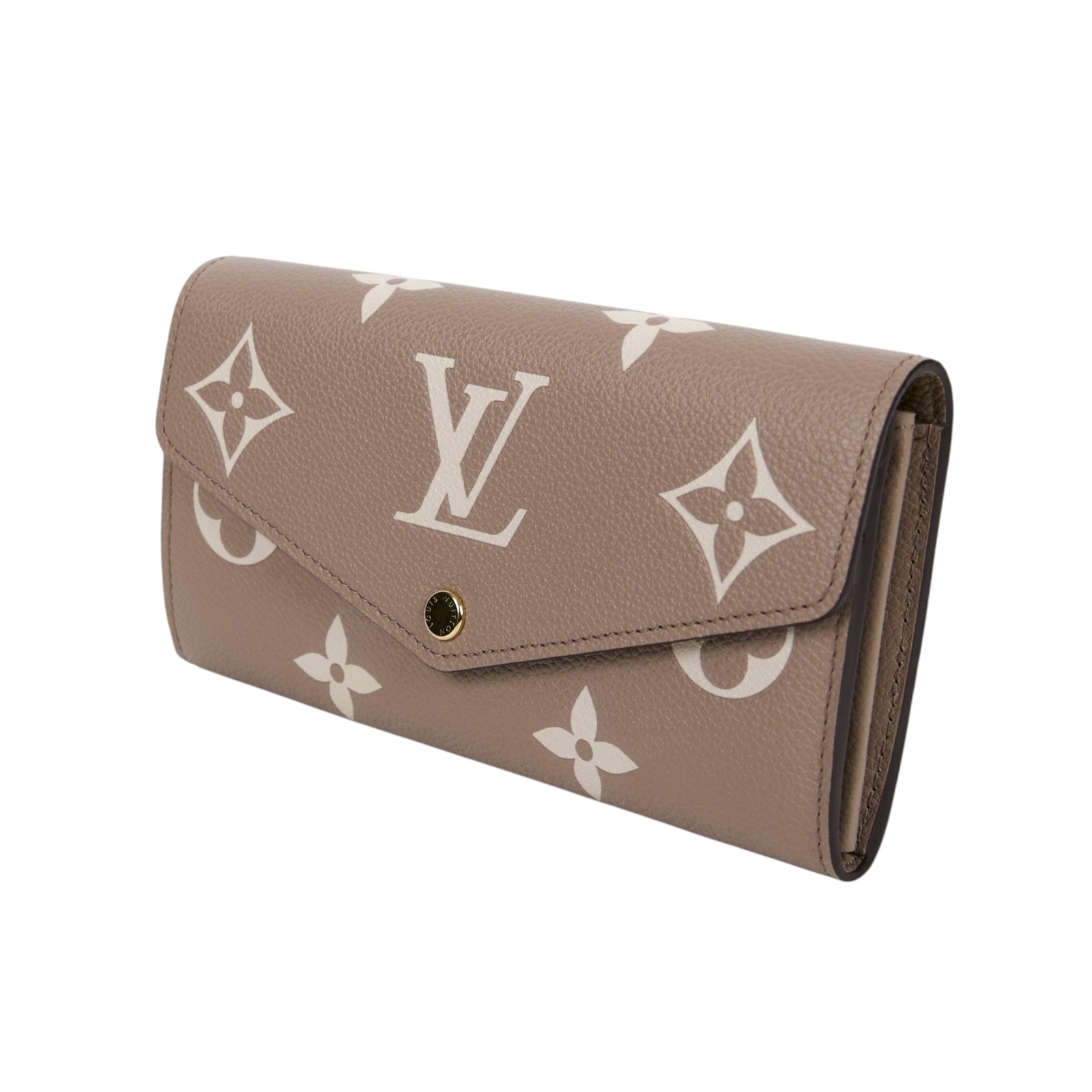 路易威登 LOUIS VUITTON Sarah 錢包 Reverse帆布 Empreinte柔軟粒面壓花牛皮 灰色 奶油色 M81049 晶片款  原廠盒子/防塵袋