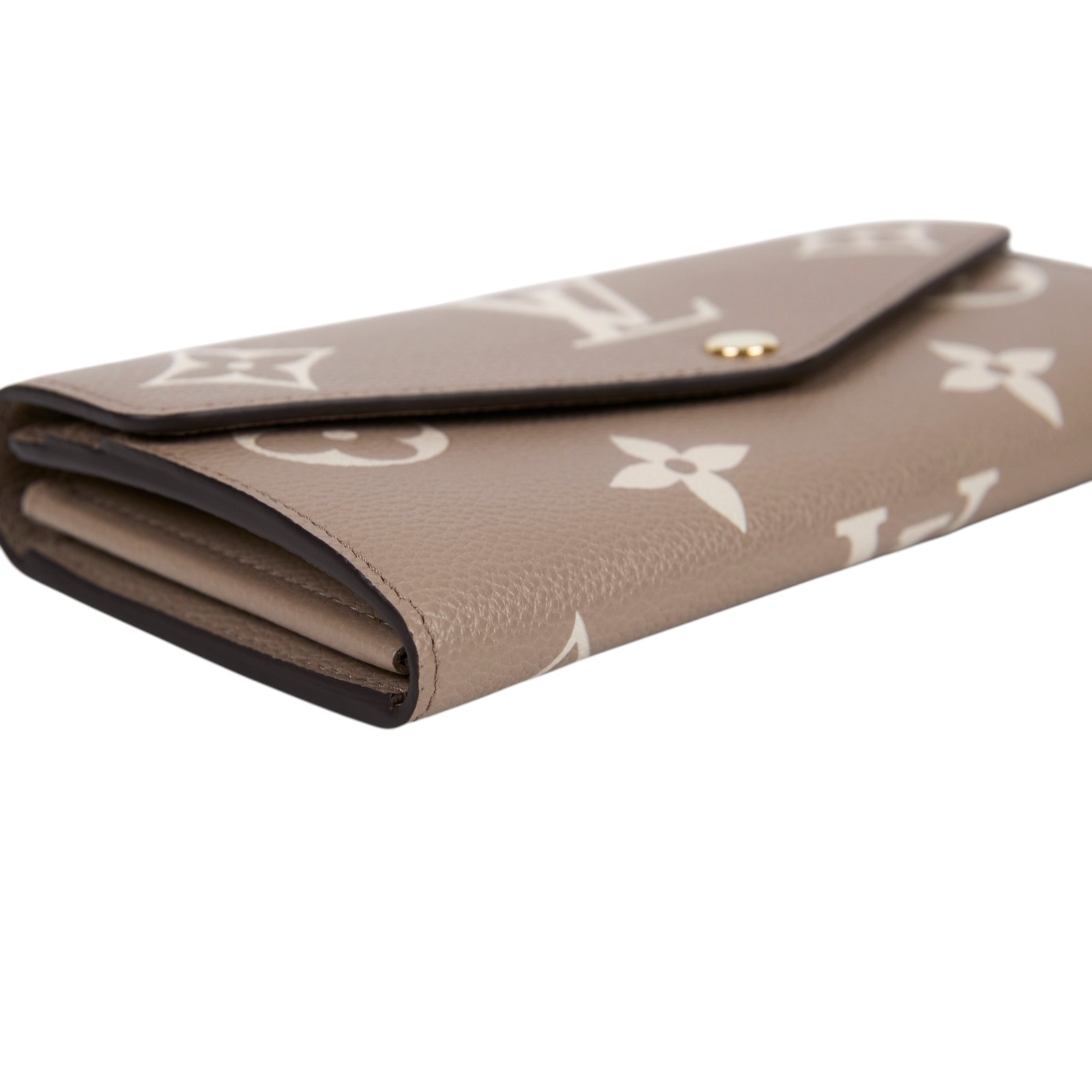 路易威登 LOUIS VUITTON Sarah 錢包 Reverse帆布 Empreinte柔軟粒面壓花牛皮 灰色 奶油色 M81049 晶片款  原廠盒子/防塵袋