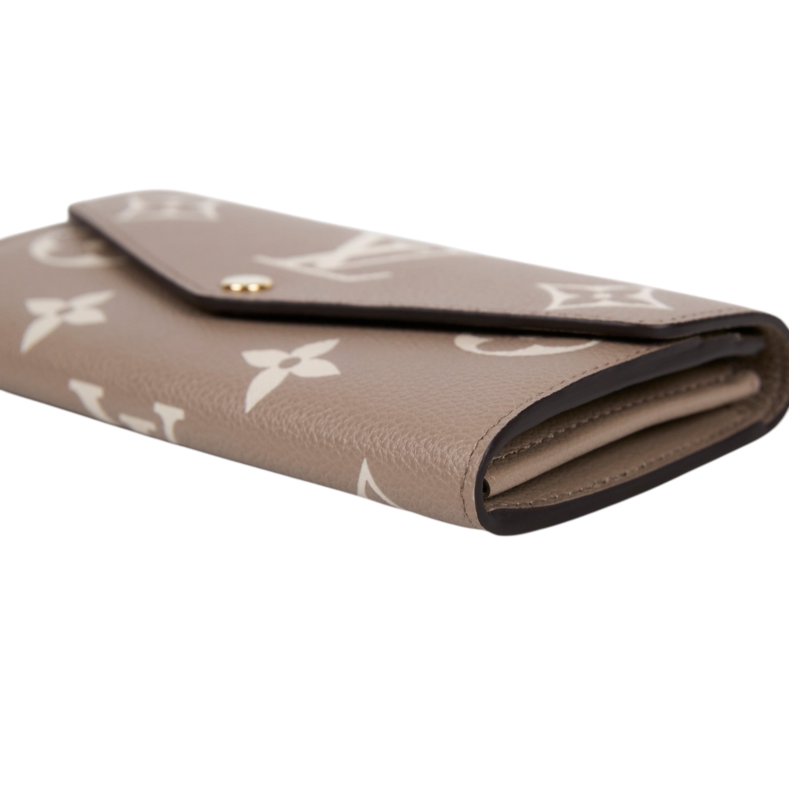 路易威登 LOUIS VUITTON Sarah 錢包 Reverse帆布 Empreinte柔軟粒面壓花牛皮 灰色 奶油色 M81049 晶片款  原廠盒子/防塵袋