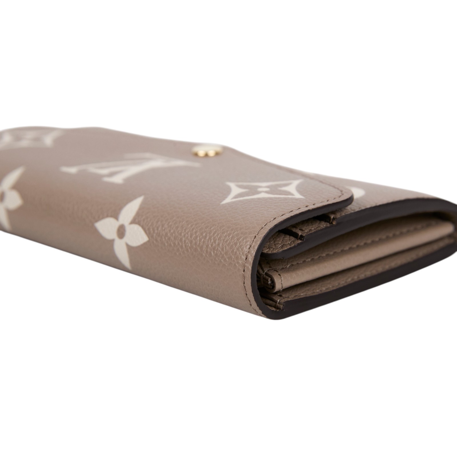 路易威登 LOUIS VUITTON Sarah 錢包 Reverse帆布 Empreinte柔軟粒面壓花牛皮 灰色 奶油色 M81049 晶片款  原廠盒子/防塵袋