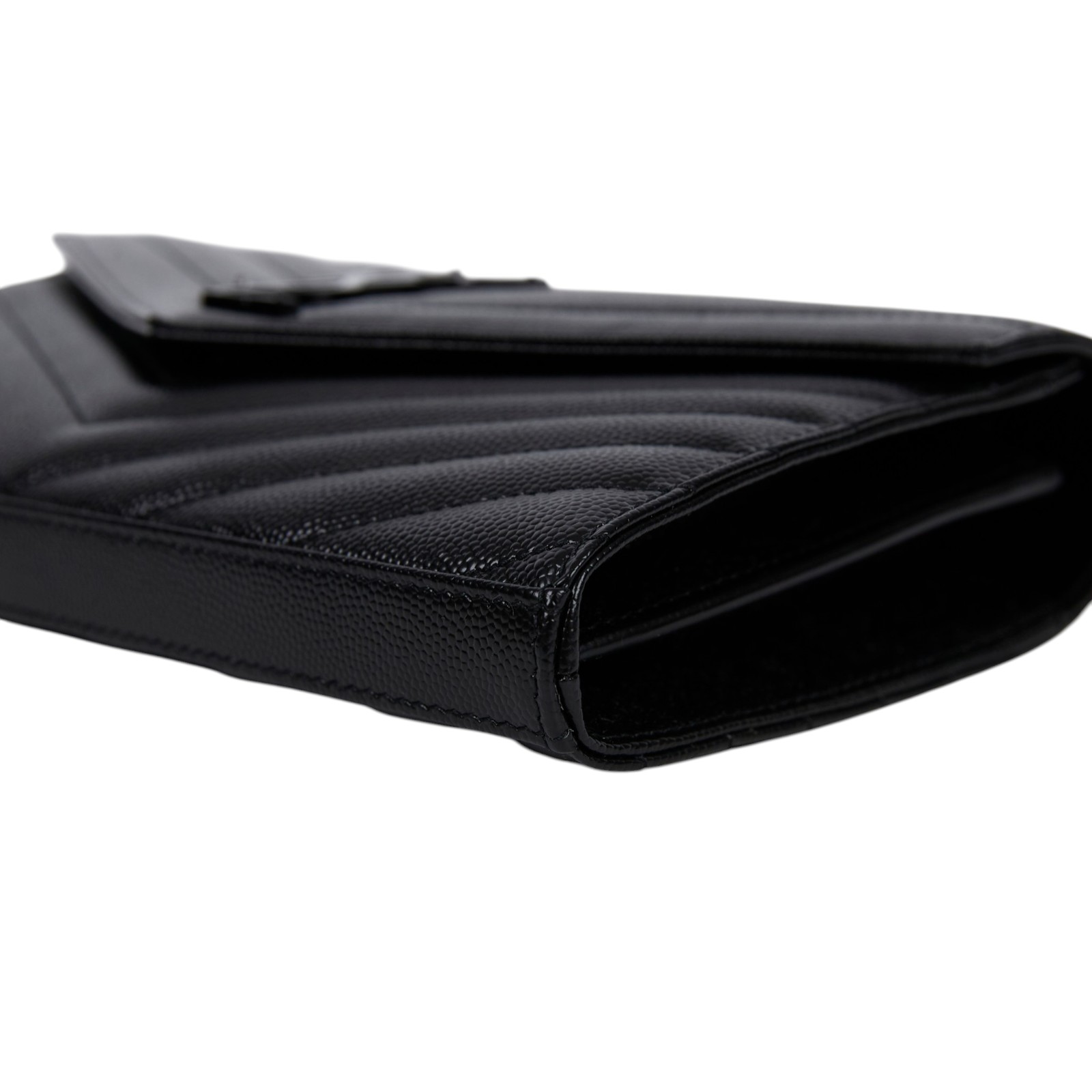 聖羅蘭 YSL SAINT LAURENT Cassandre 經典粒面皮革 鏈條 錢包 同色五金 377828BOW08  原廠盒子/防塵袋