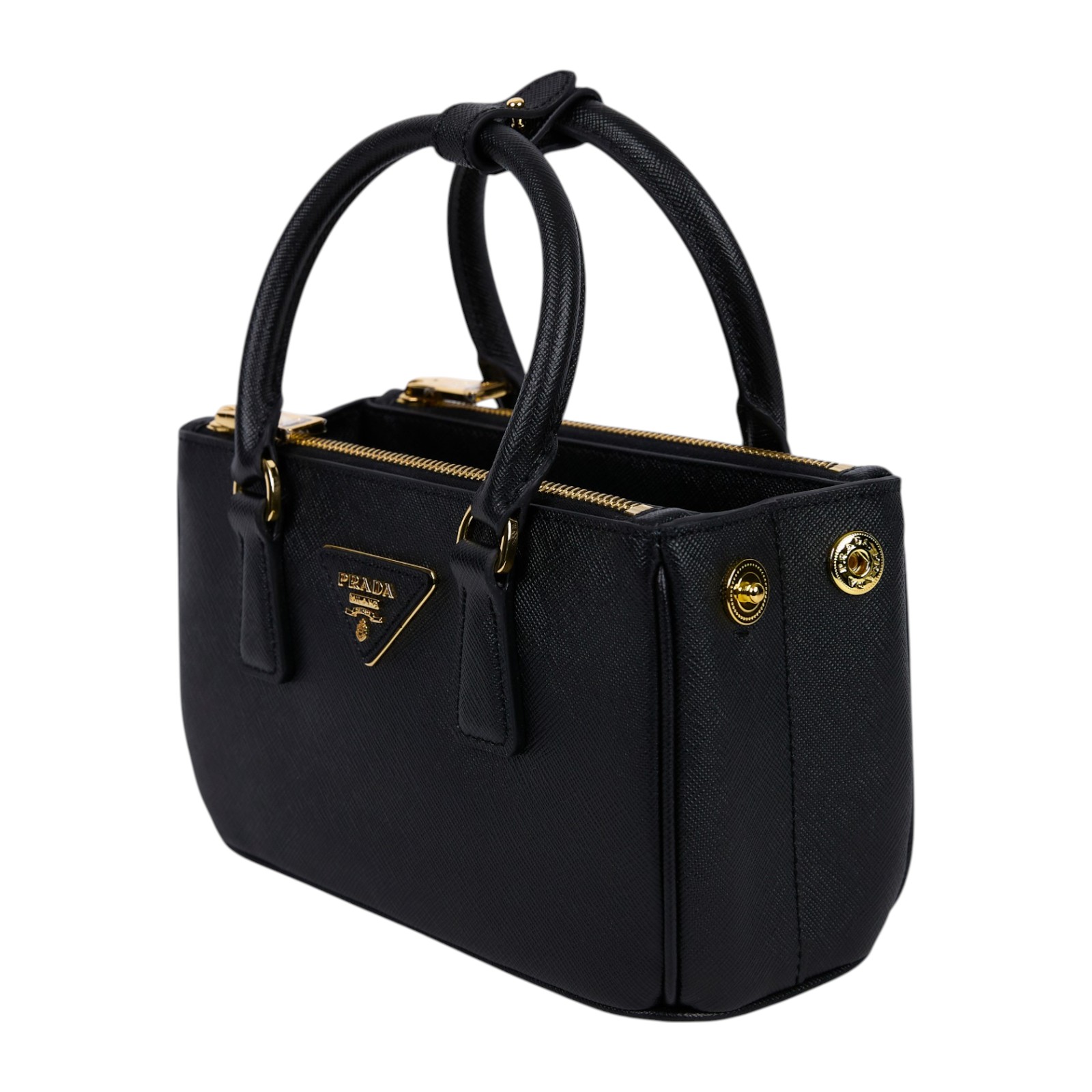 普拉達 PRADA Galleria Saffiano 皮革 迷你 手提包 1BA916_NZV 黑迷你殺手包 原廠盒子/購買證明/保證卡