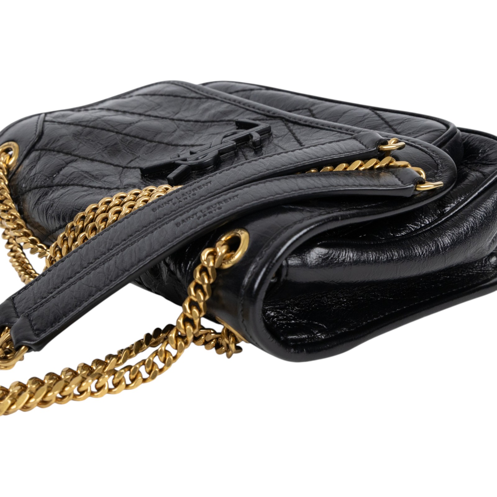 聖羅蘭 YSL SAINT LAURENT Niki 復古小牛皮 Baby 斜背 翻蓋包 6331600EN07 黑NIKI BABY肩背包 無附屬品