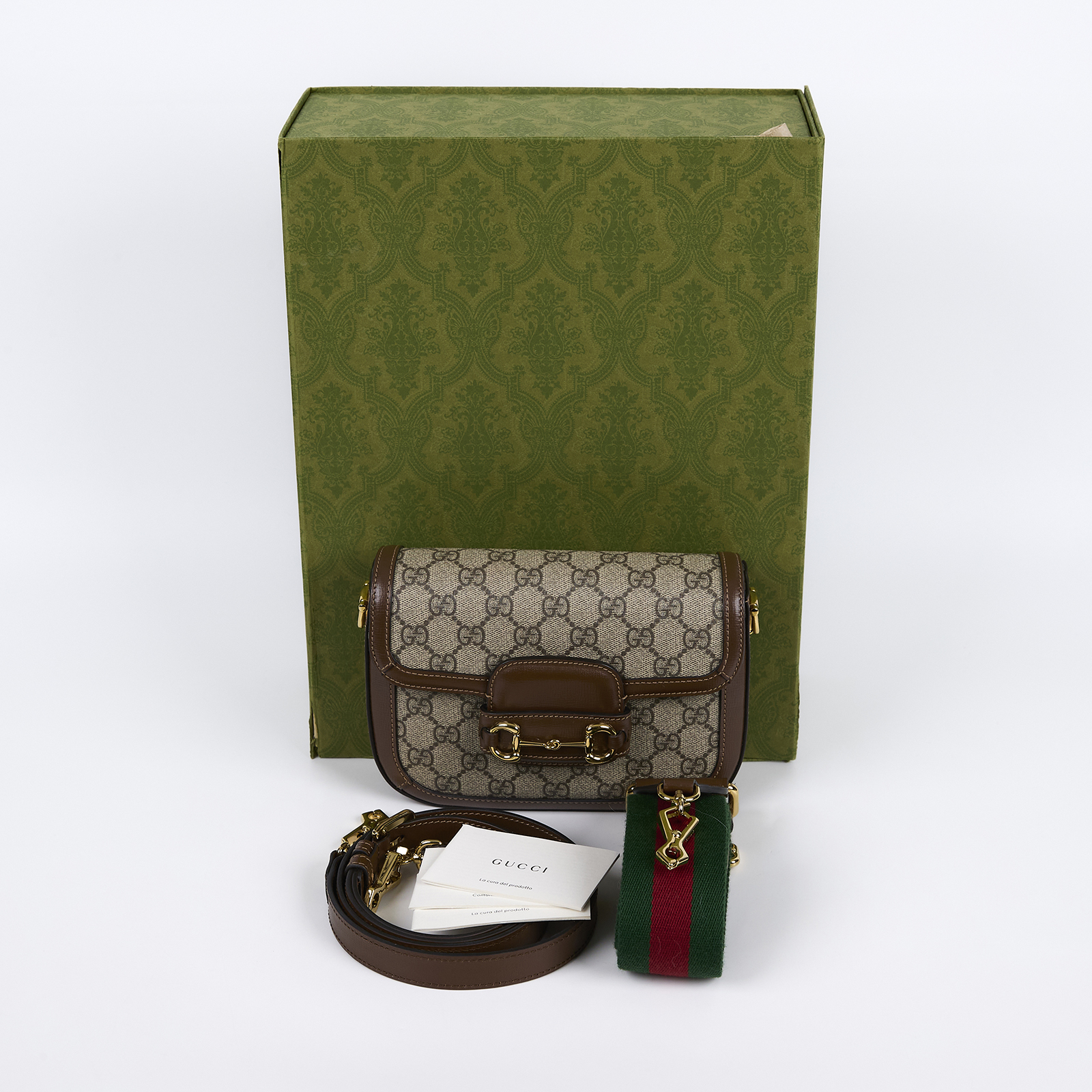 古馳 GUCCI Horsebit 1955 迷你 馬鞍包 658574 HUHHG 棕Horsebit 1955 mini 馬鞍包 原廠盒子/背帶