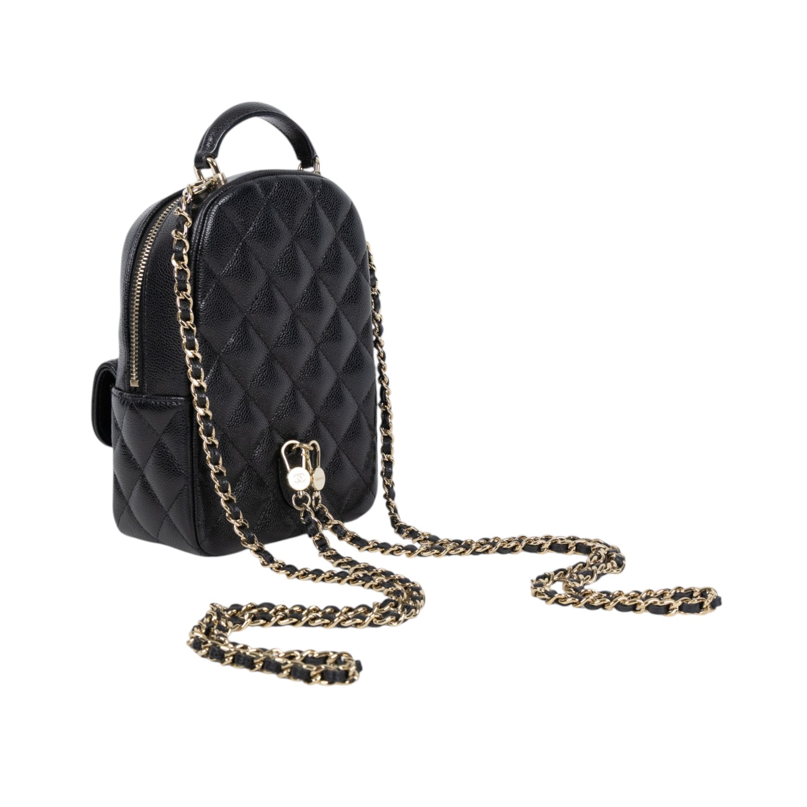 香奈兒 CHANEL 經典 迷你 後背包 AP3753 B10583 晶片款 黑淡金荔枝迷你後背包 原廠盒子/防塵袋/購買證明