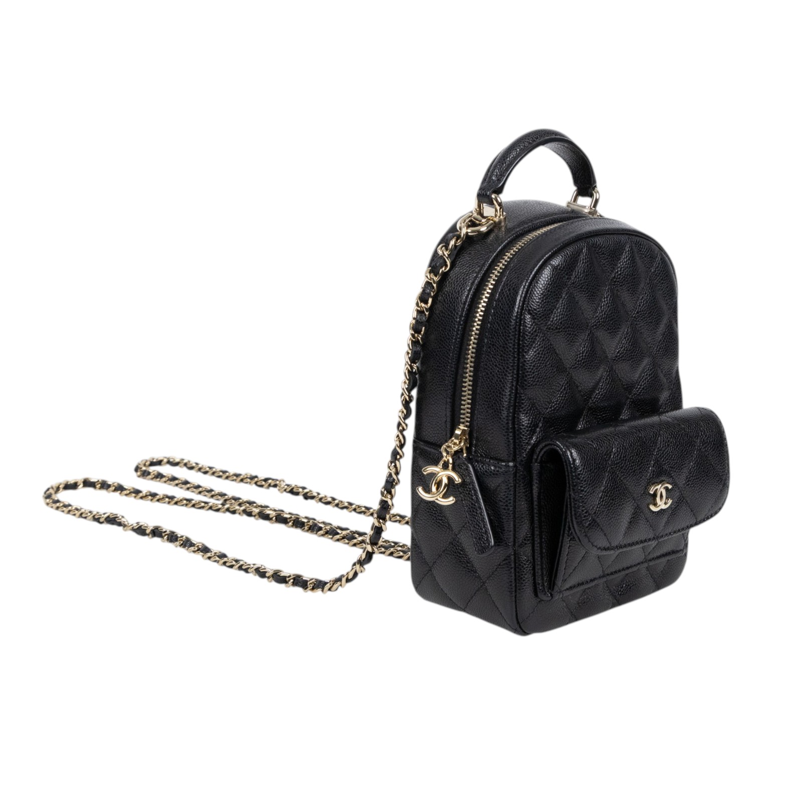 香奈兒 CHANEL 經典 迷你 後背包 AP3753 B10583 晶片款 黑淡金荔枝迷你後背包 原廠盒子/防塵袋/購買證明