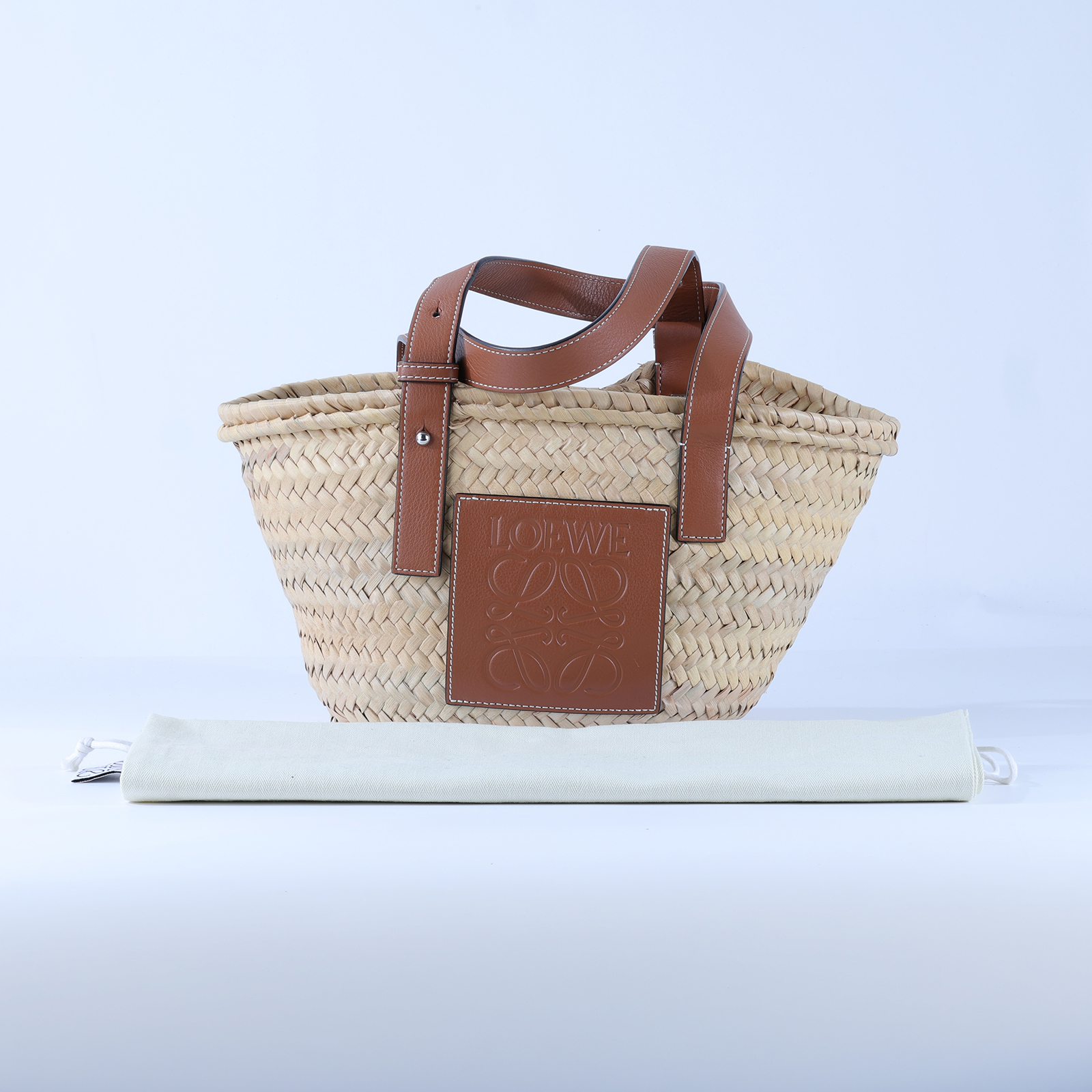 羅意威 LOEWE 棕櫚葉 小牛皮 小型 編織包 327.02.S93 咖小號竹籃包 防塵袋