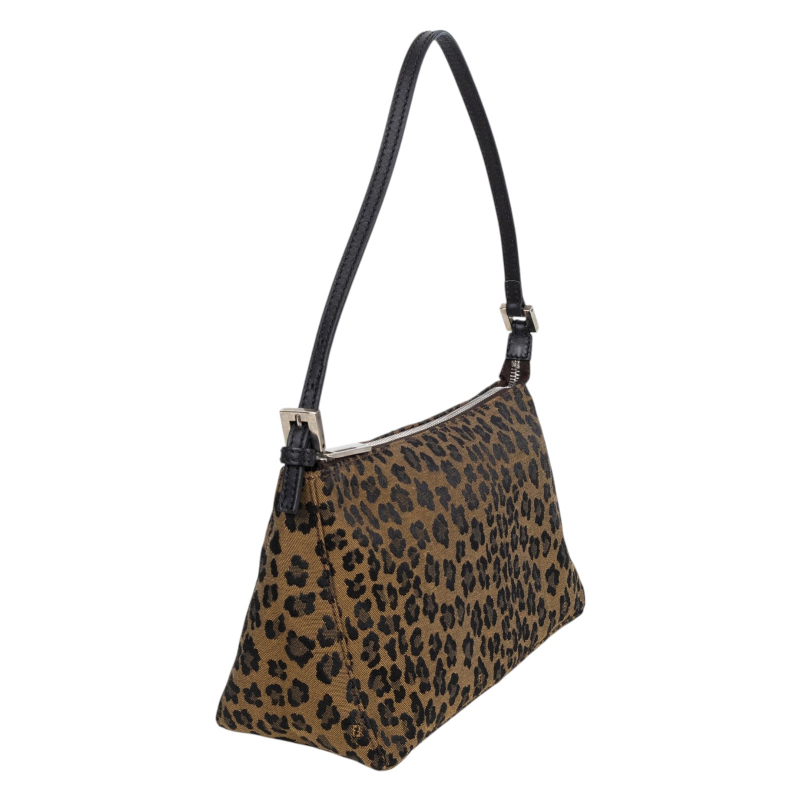 芬迪 FENDI Zucchino Pochette 帆布 肩背包 8BR26700NVT 豹紋肩背包 無附屬品