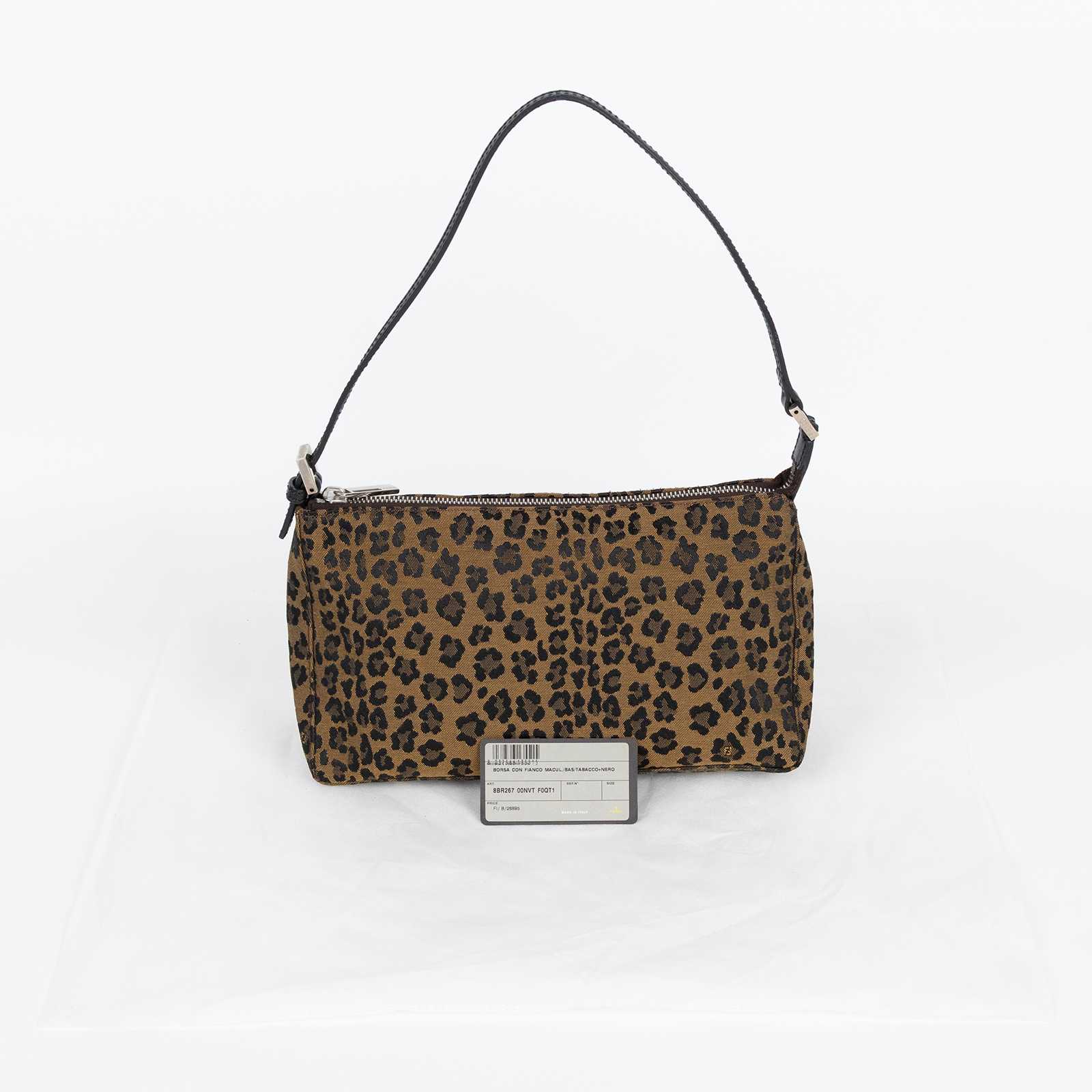 芬迪 FENDI Zucchino Pochette 帆布 肩背包 8BR26700NVT 豹紋肩背包 無附屬品