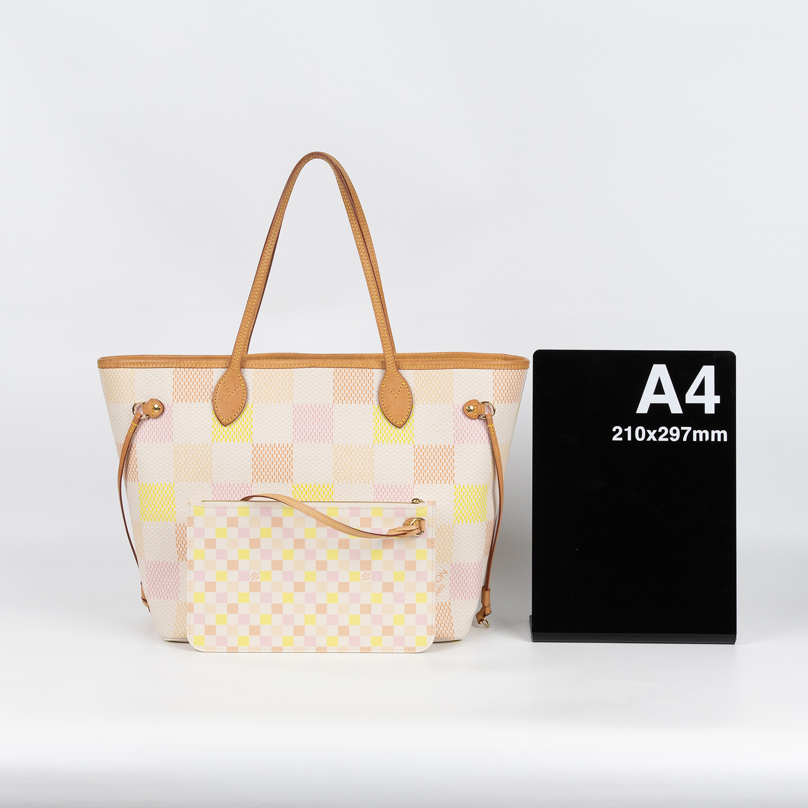 路易威登 LOUIS VUITTON Neverfull MM  肩背 購物袋 粉色棋盤格 N40668 晶片款  原廠盒子/防塵袋/購買證明